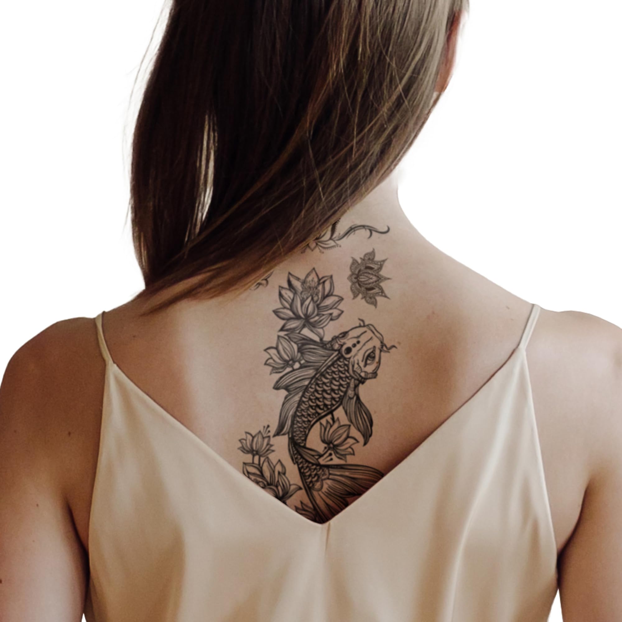 SupperbTemporary Tattoos - Fish & Lotus (Set of 2)