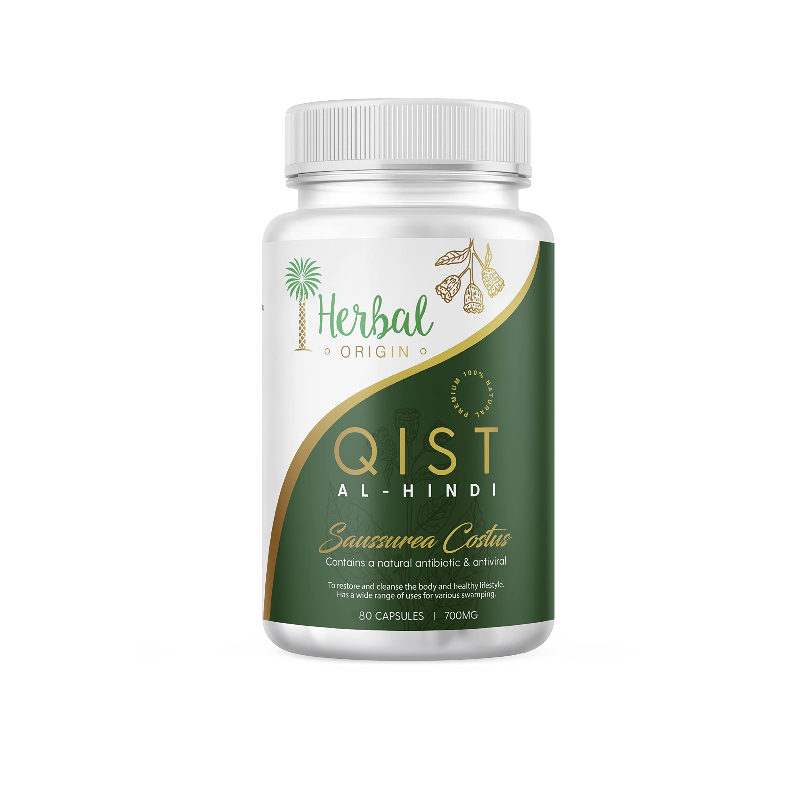 Qist Al-Hindi (Saussurea Costus) | Natural Pure Supplement Non-GMO | Premium Sort of Costus Root | 80 Vegan Capsule 700MG