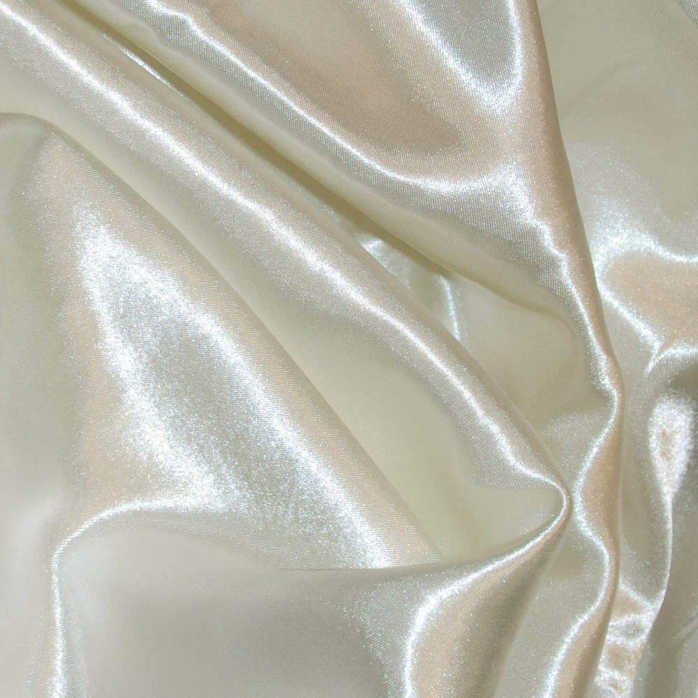 BINI Silky Plain Satin Dress Fabric Solid Material (Ivory, 44/45" Width, 1 Meter)