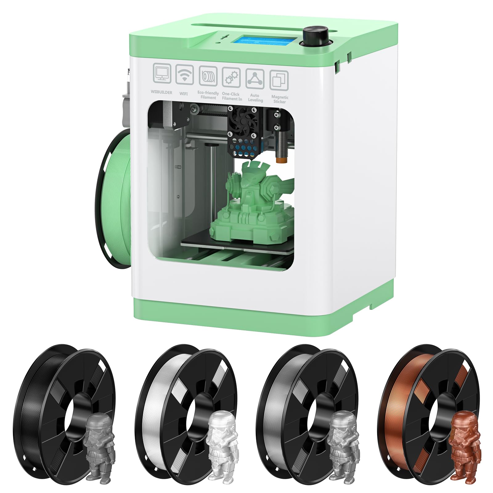 Entina 3D Printer TINA2S(Newest) and 4 Colors Silk Shiny 3D Printer Filament Bundle for Tina2 and Tina2 S, Equipped with an Ultra-Quiet Motherboard Can Resume Printing Mini 3D Printers