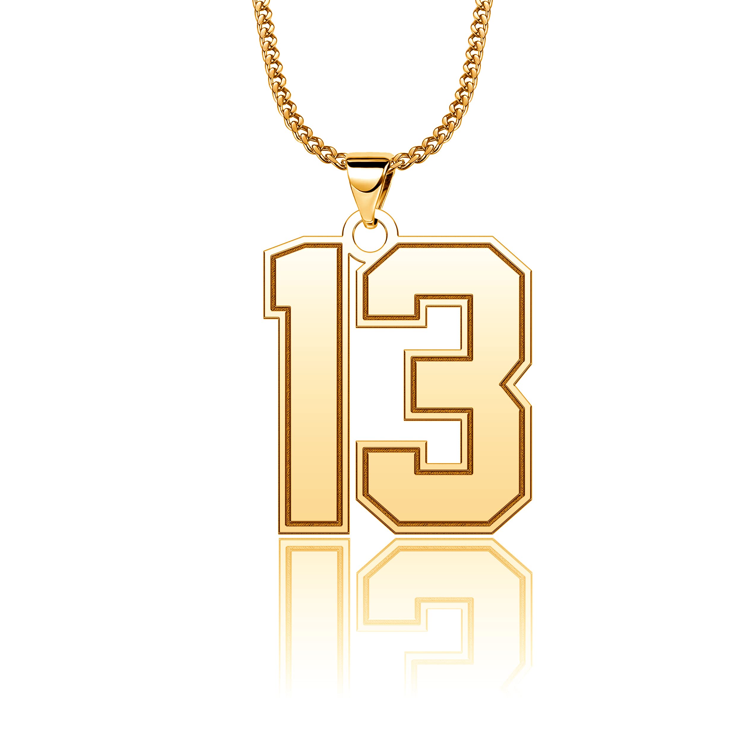 CandyCharms Stainless Steel 18K Jersey Number Necklace Sports Soccer Football Basketball Baseball for Boys Men Girls