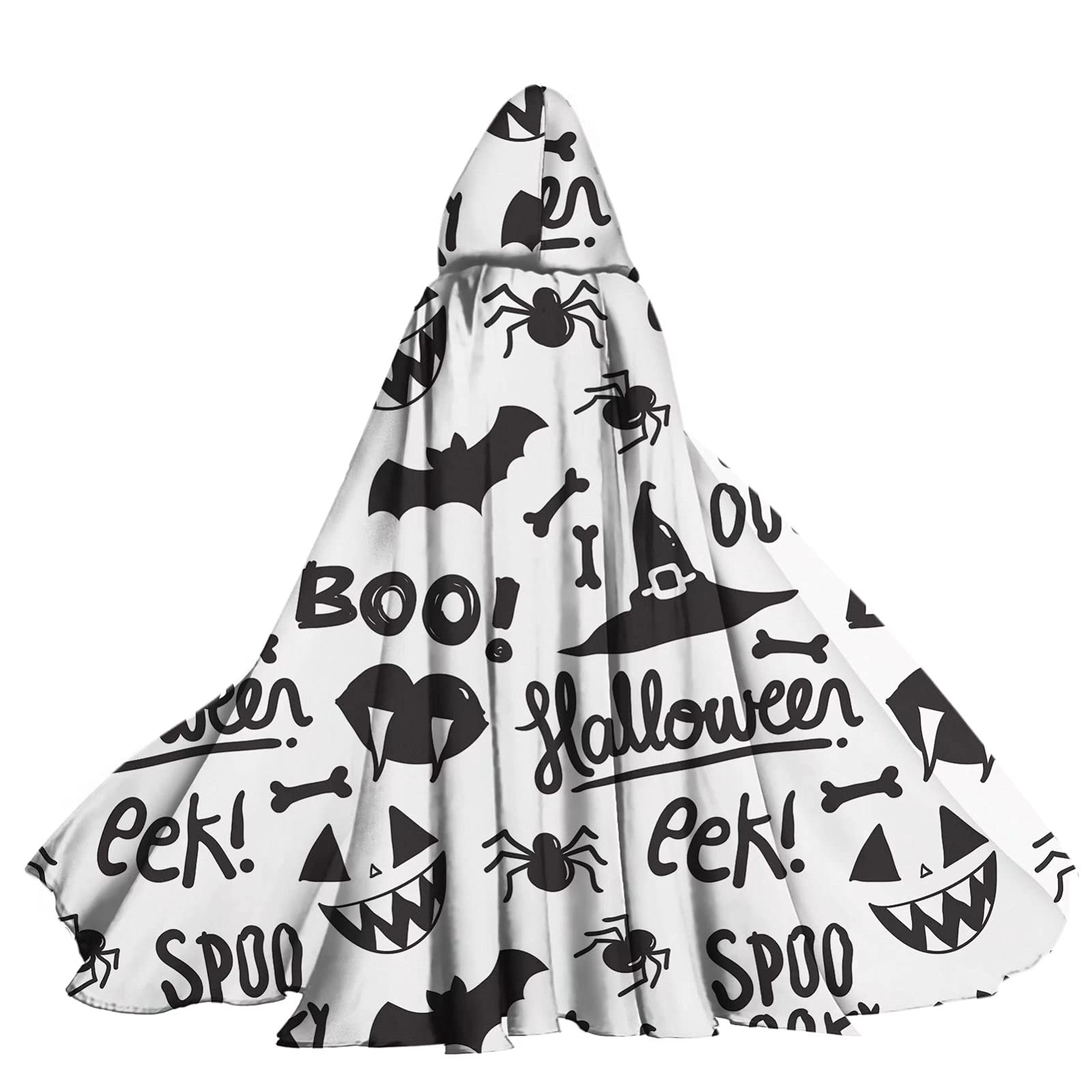 Dolyues Halloween Witch Party Hooded Cloak with Hood Universal Cape Cosplay Costumes Cool for Adult Women Men Black