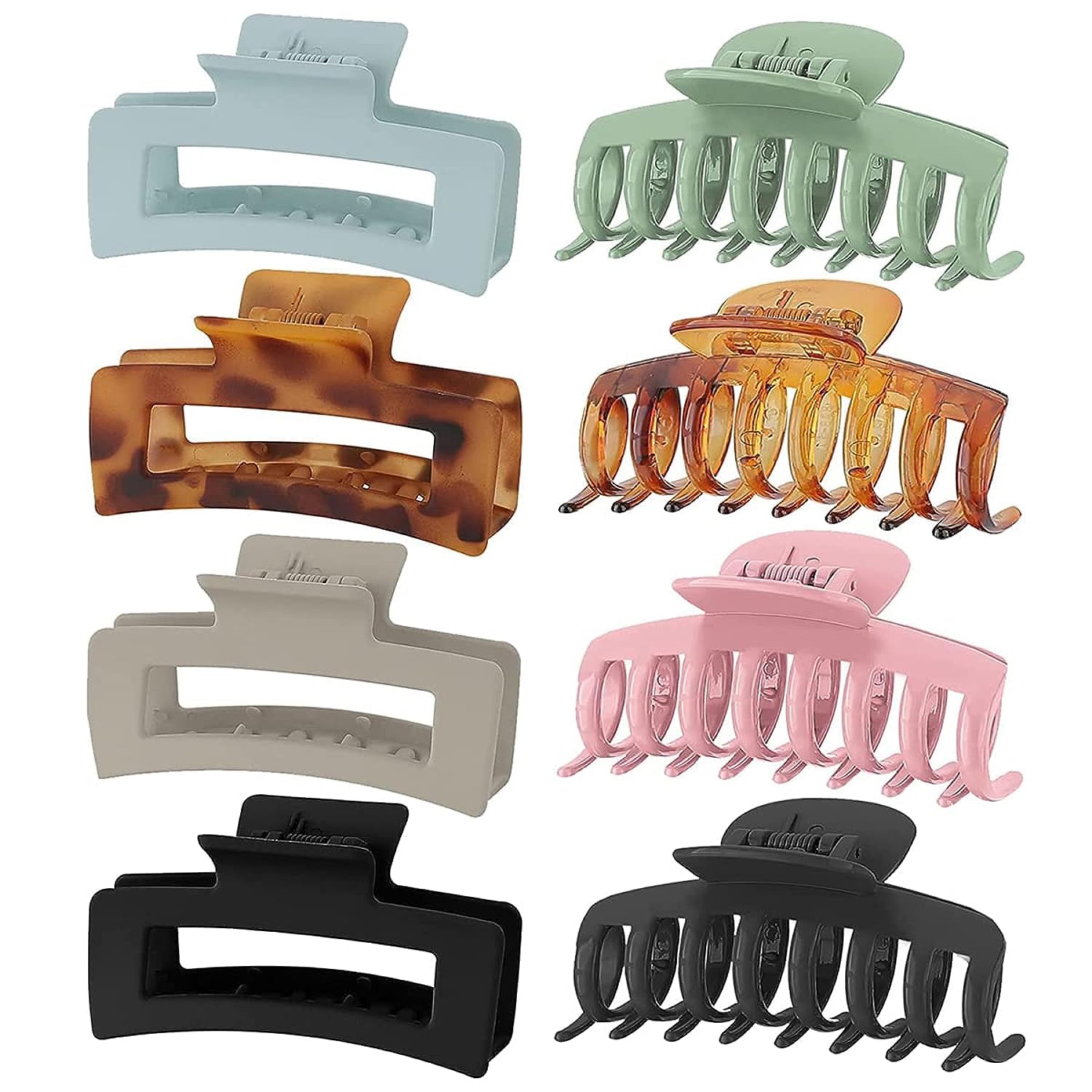 ECVVECVV 8 Pack Large Hair Claw Clips for Women Strong Hold Nonslip Jaw Clips for Women and Girls Hair Clamps for Thick Thin Fine Long Hair Multi Color Hair Accessories