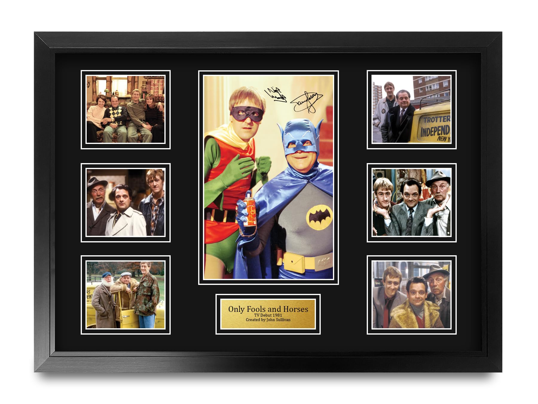 HWC Trading FR A2 Only Fools and Horses Gifts Printed Signed Autograph Presentation Photo Montage Display for TV Show Fans - A2 Framed