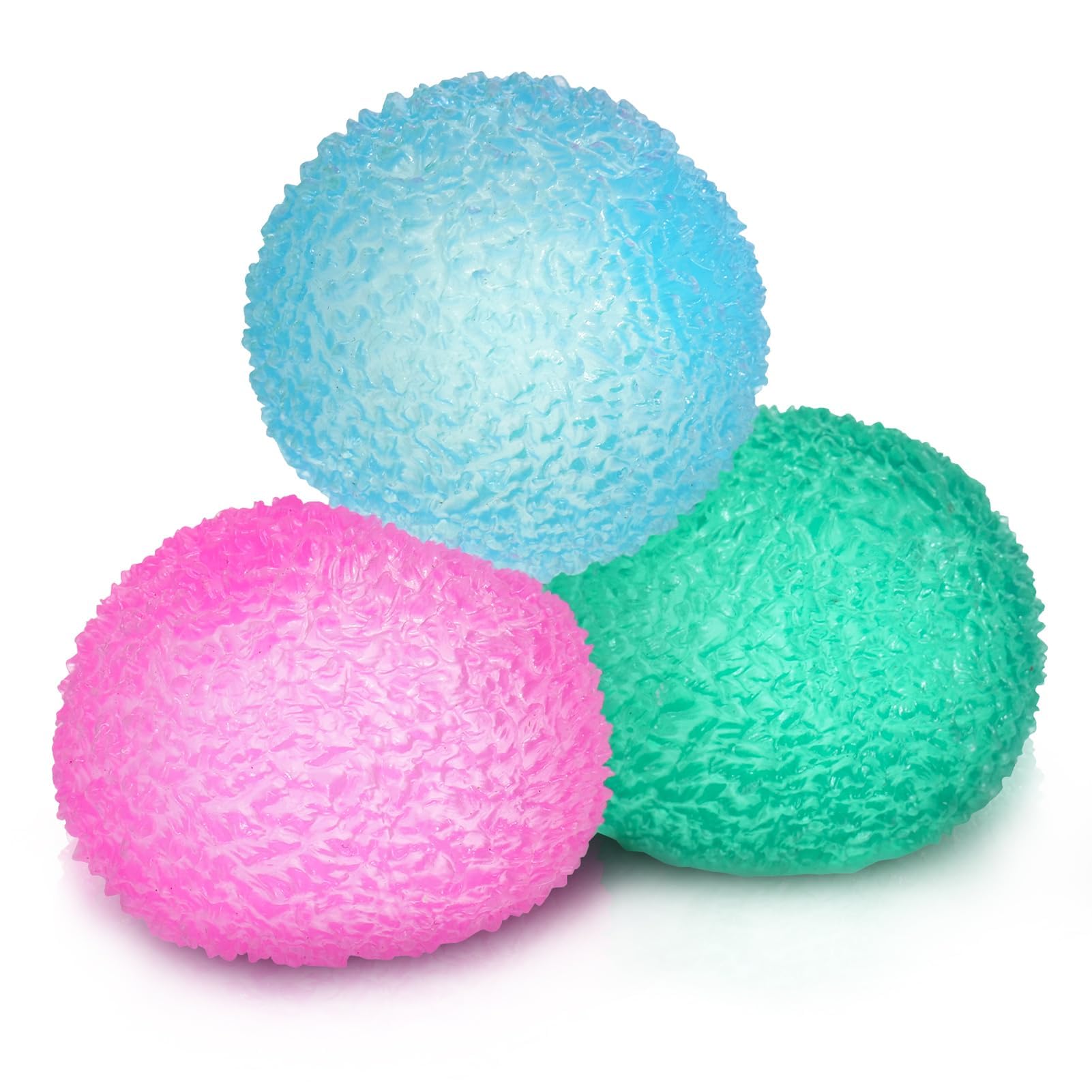 3pcs 1.45 Small Gump Stress Balls - Silky Soft Memory Gel -Textured Stress Ball- Squeeze Balls Sensory Fidget Balls for Anxiety Stress Relief Warm Series -Squishy Fidget Toy for Kids and Adults -Algae