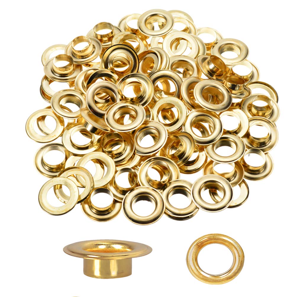 Heavy Duty 500pcs Brass Grommets Washers 1/2 Inch Inside Diameter Eyelet Hole for Curtains, Canvas Tarps Craft Making Eyelet Repair Replacement