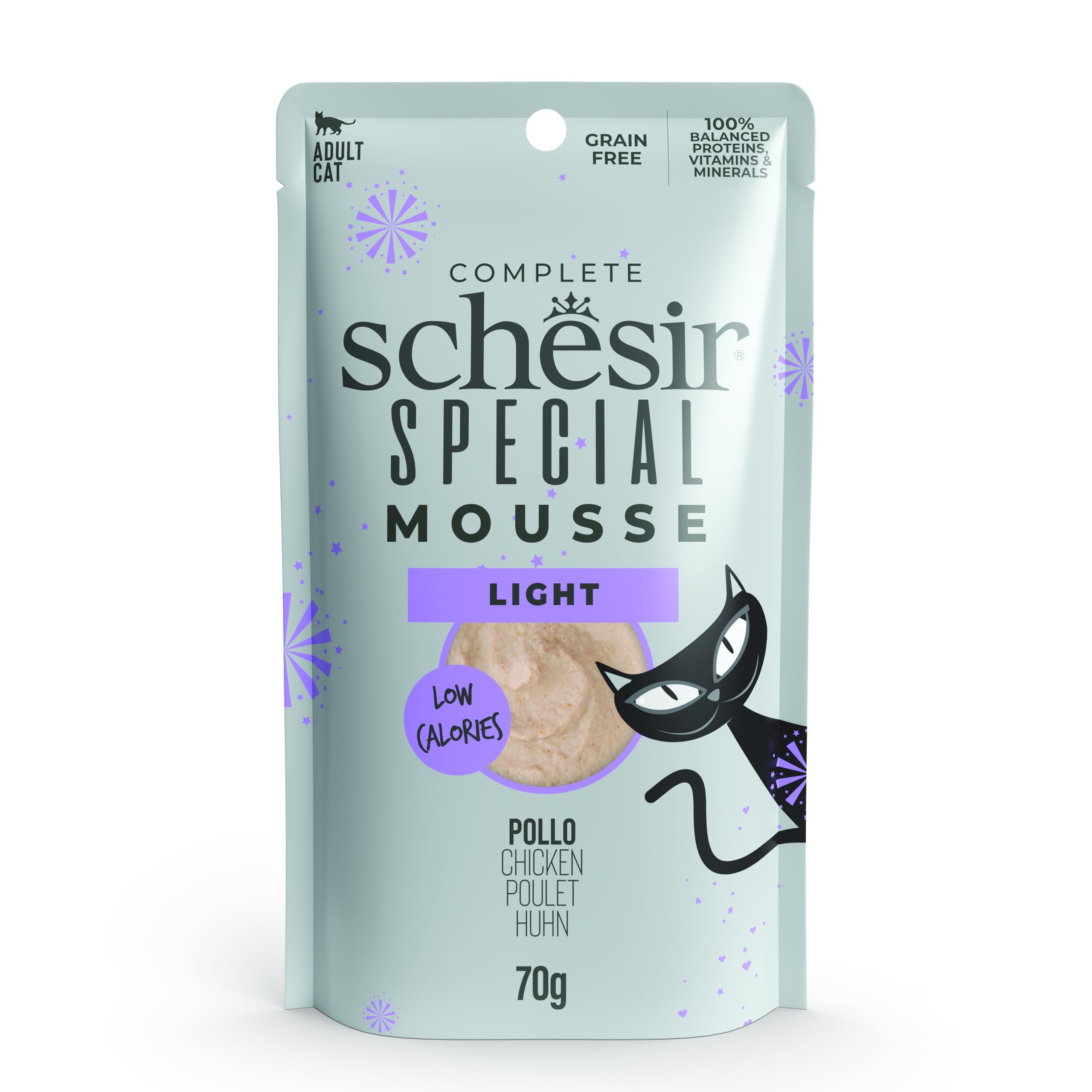 SchesirSpecial Mousse Complete Adult Cat Food Light Low Calories 70g x 12 Pack