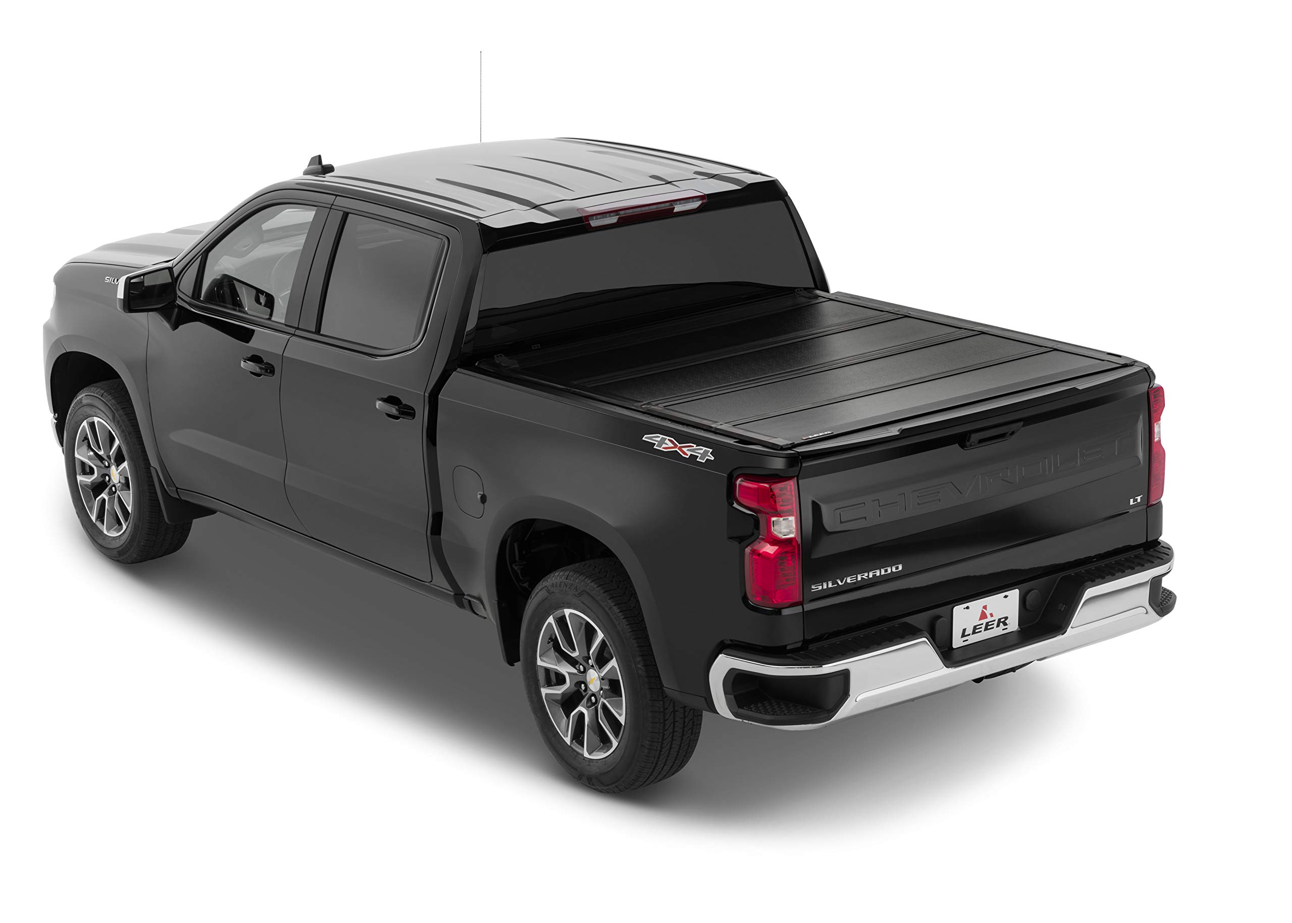 LEER HF650M Quad-Folding Truck Bed Tonneau Cover, Fits Chevy Silverado and GMC Sierra, Years 2019-2024, 5'8" Truck Bed, Black