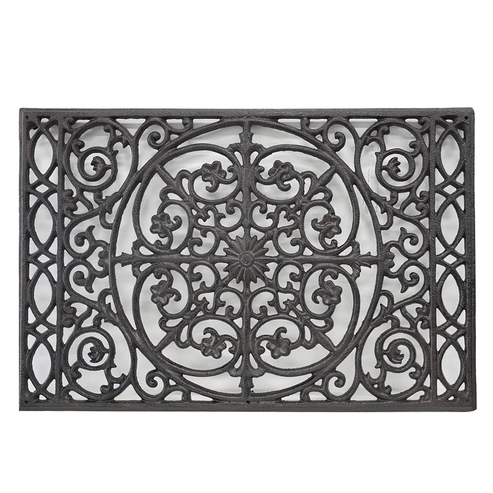 Elegant Vine Pattern Doormat - 21.85 in. Large Rectangle Front Door Mat - Non-Slip Shoe Scraper - Easy to Clean Entrance Mat for Home Garden Patio