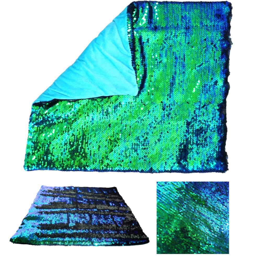 SENSORY4U Weighted Lap Pad for Kids - 5lb Sensory Lap Blanket with Sequin Flip Fabric for Tactile Stimulation Engagement - Sensory Companion for Everyday Use (Blue Green)