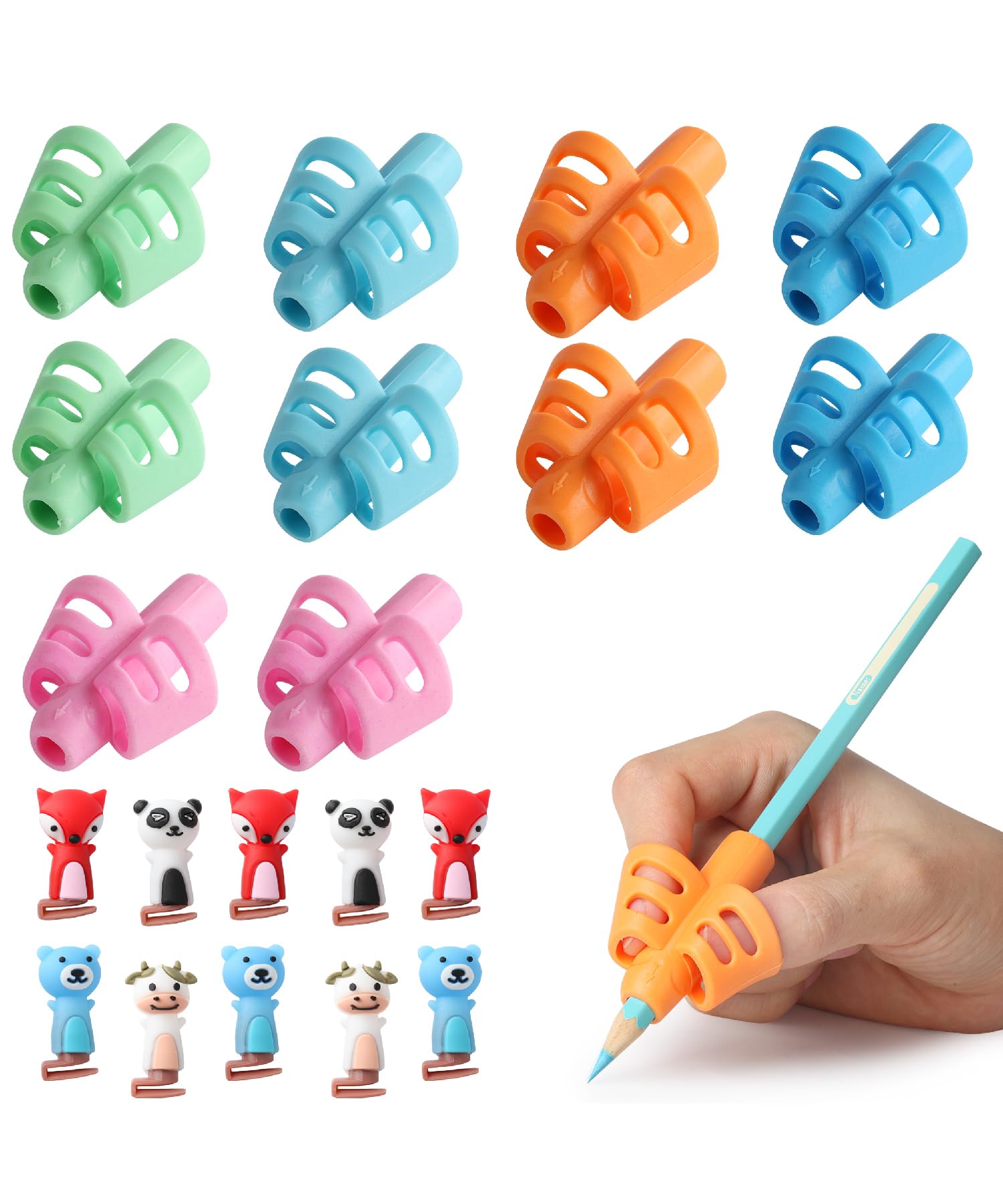 Mr. Pen- Pencil Grips for Kids Handwriting, 20 PCS (10 Finger Grips+10 Clips), Pencil Grips, Pencil Grips for Kids, Pencil Holder for Kids, Pencil Grippers, Finger Grips for Pencils, Pen Grip