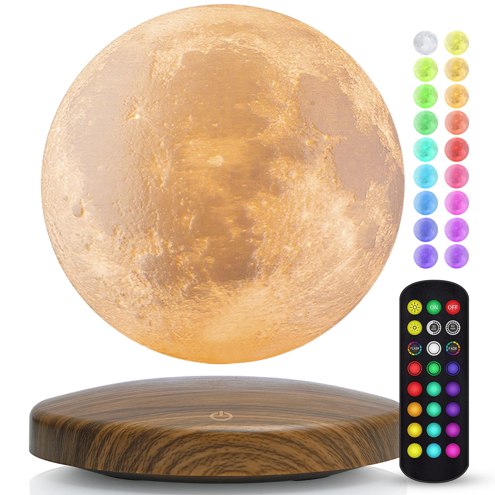 Floating Moon Lamp, Magnetic Levitating Moon Lamp 18 Colors 5.9inch Spinning 3D Night Light with Remote & Magnetic Base, Room Decor Moon Light, Birthday Christmas Gifts for Kids