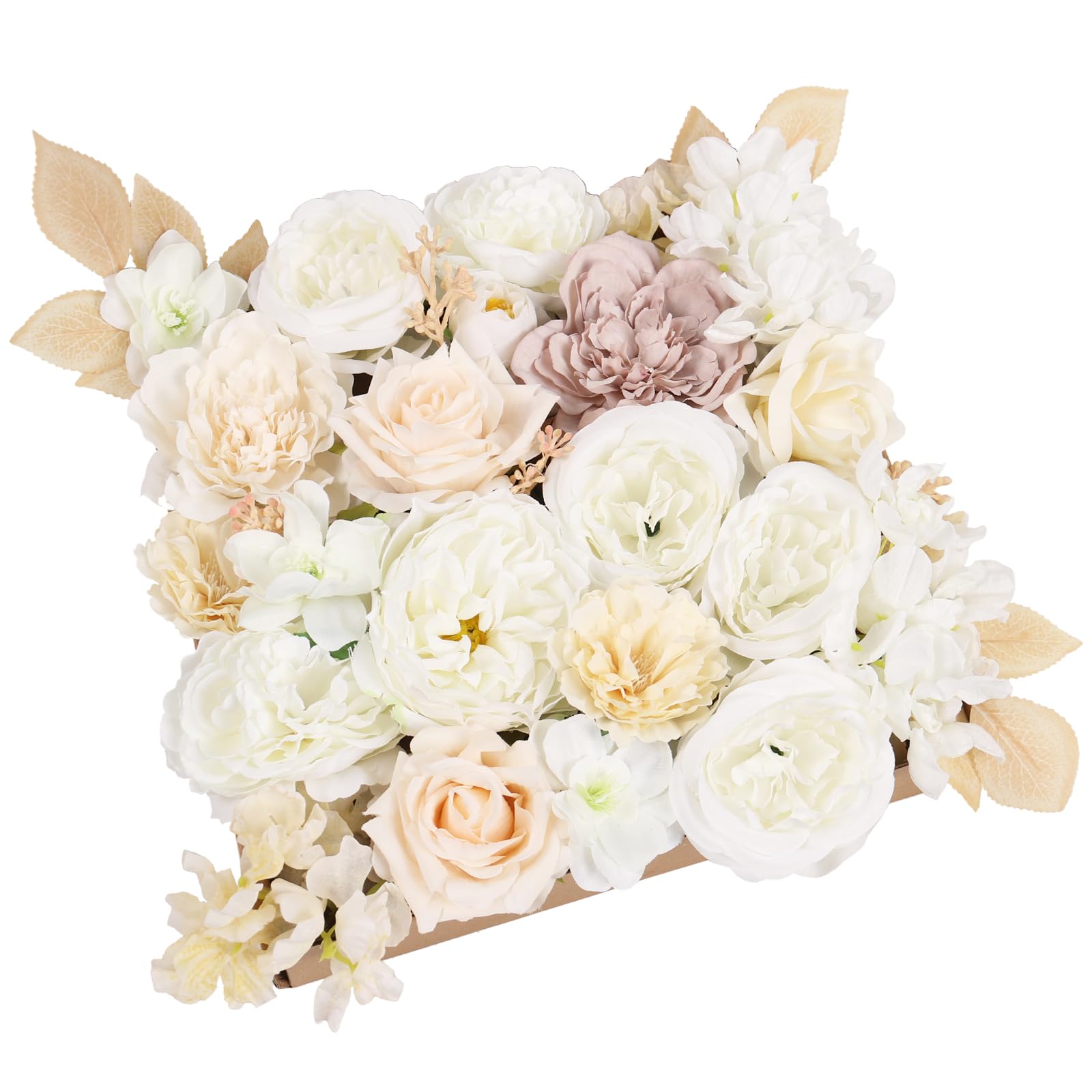 DEEMEI Artificial Flowers Combo Box Set Rose Silk Mix Peony Fake Flowers with Stems for DIY Bridal Wedding Bouquets Centerpieces Baby Shower Party Home Decorations Cream White