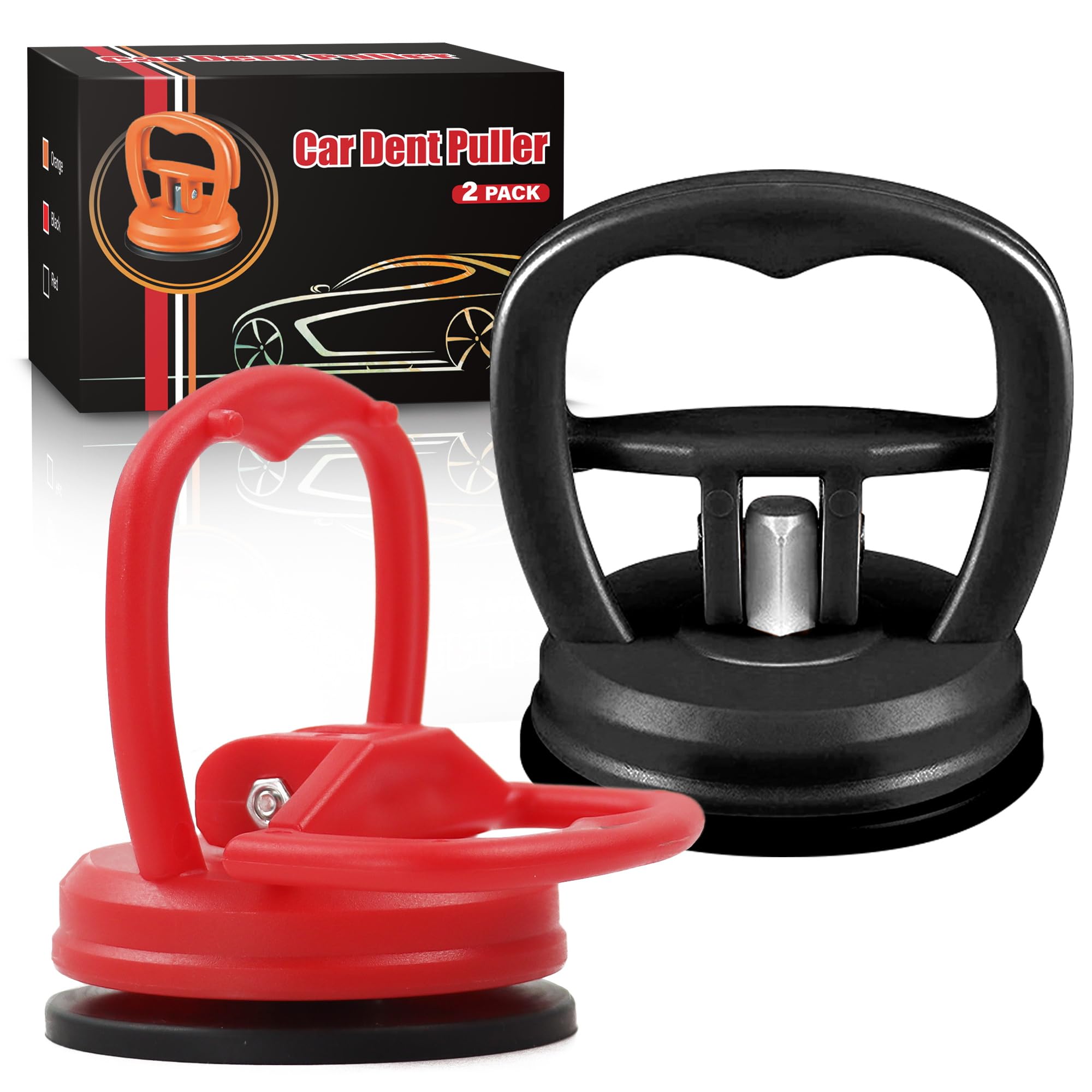 Pro-LiftDent Puller, 2 Pack Car Dent Puller, Strong Suction Dent Remover Kit (red and black)