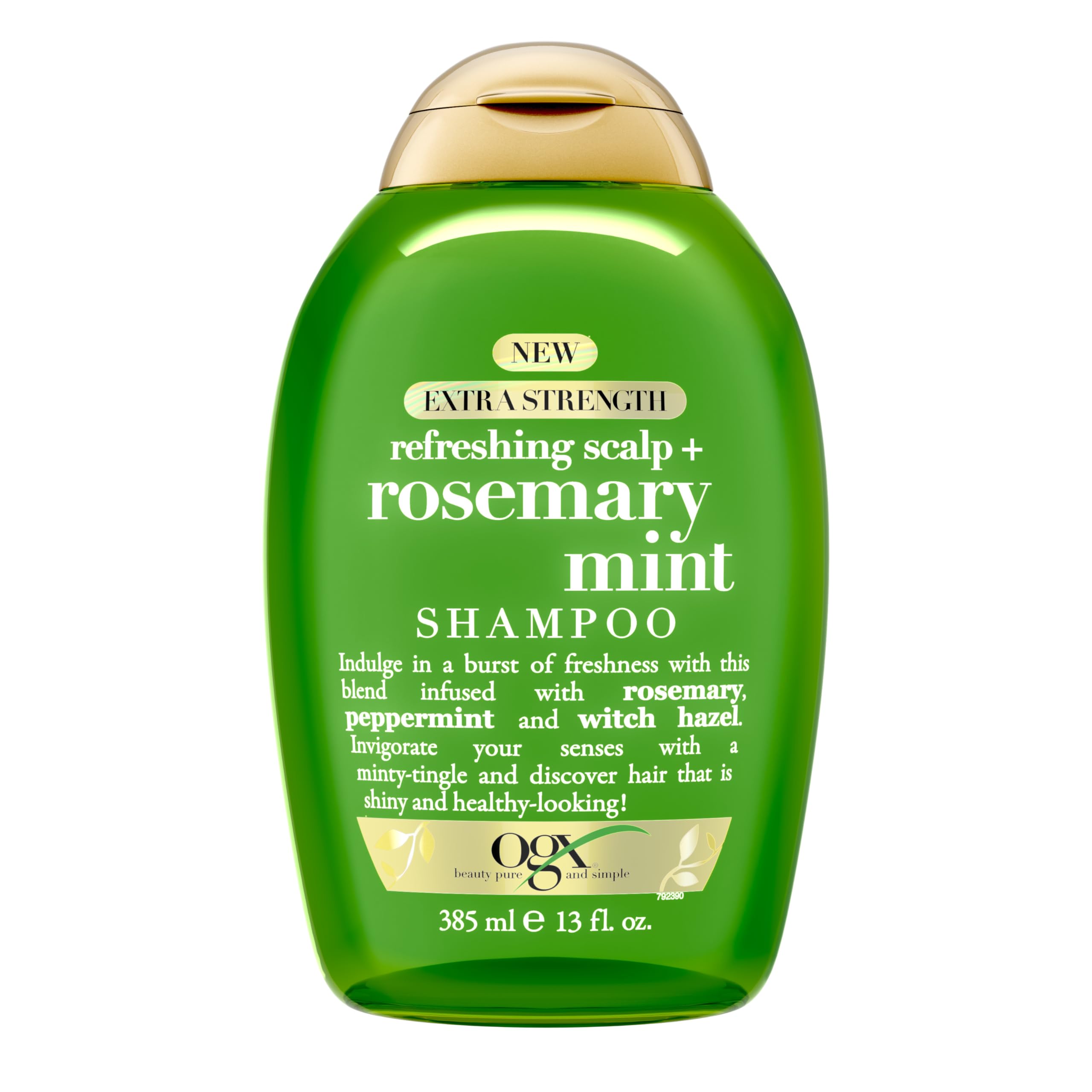 OGXExtra Strength Refreshing Scalp + Rosemary Mint Shampoo, Clarifying Wash Visibly Helps Remove Oil & Residue to Clear Away Buildup, Sulfate-Free Surfactants, 13 fl. Oz