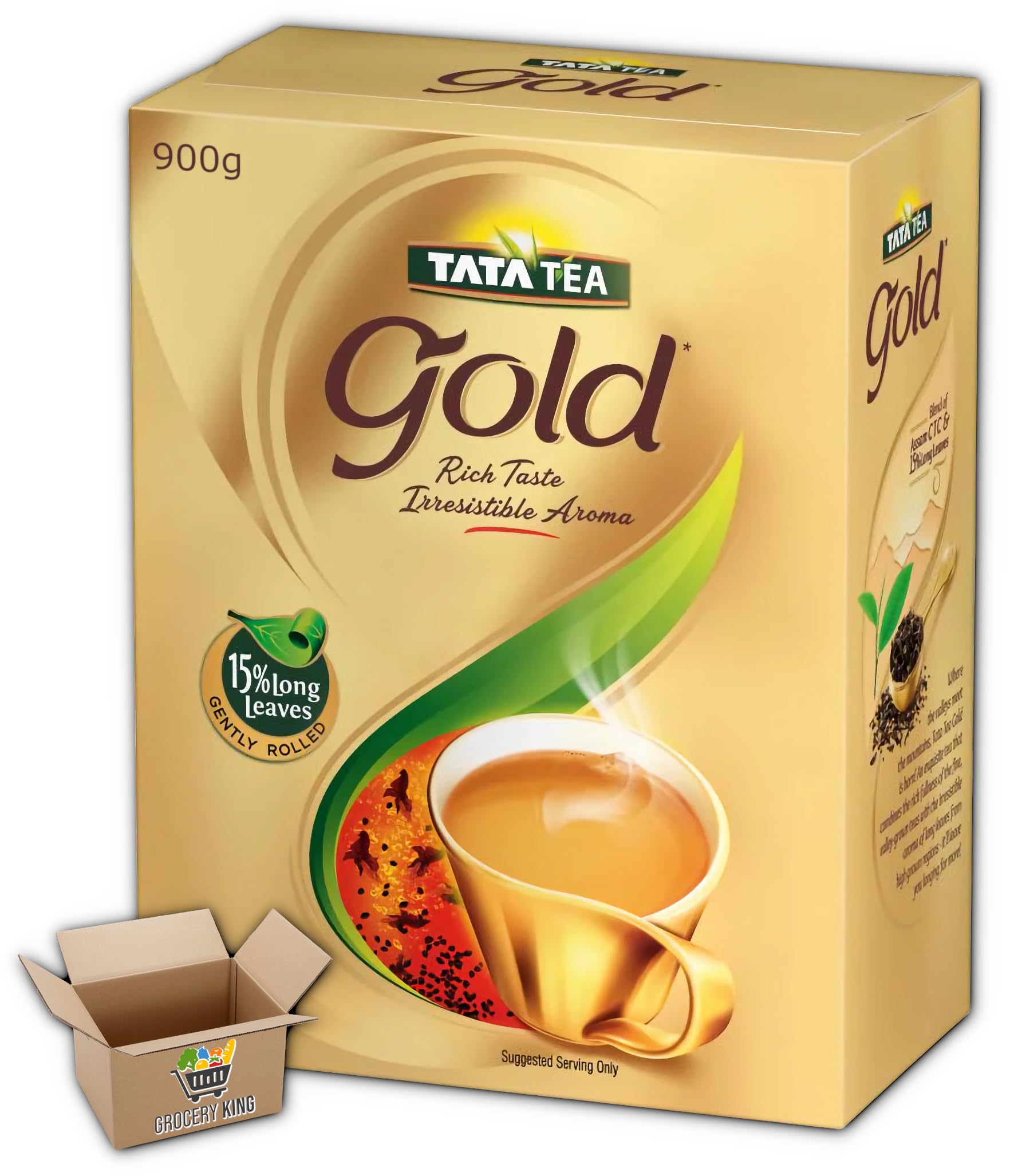 Tata Tea Gold Loose Leaf Tea - 900G | Authentic Indian Chai | Rich and Aromatic Black Tea | Premium Export Pack Grocery King