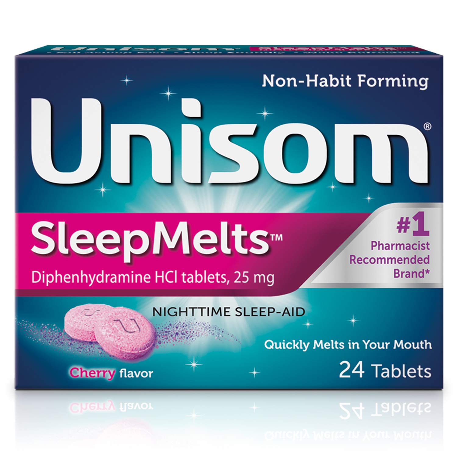 Unisom Quick Sleepmelts Night Time Sleep Aid, Cherry,24 Count (Pack of 4)