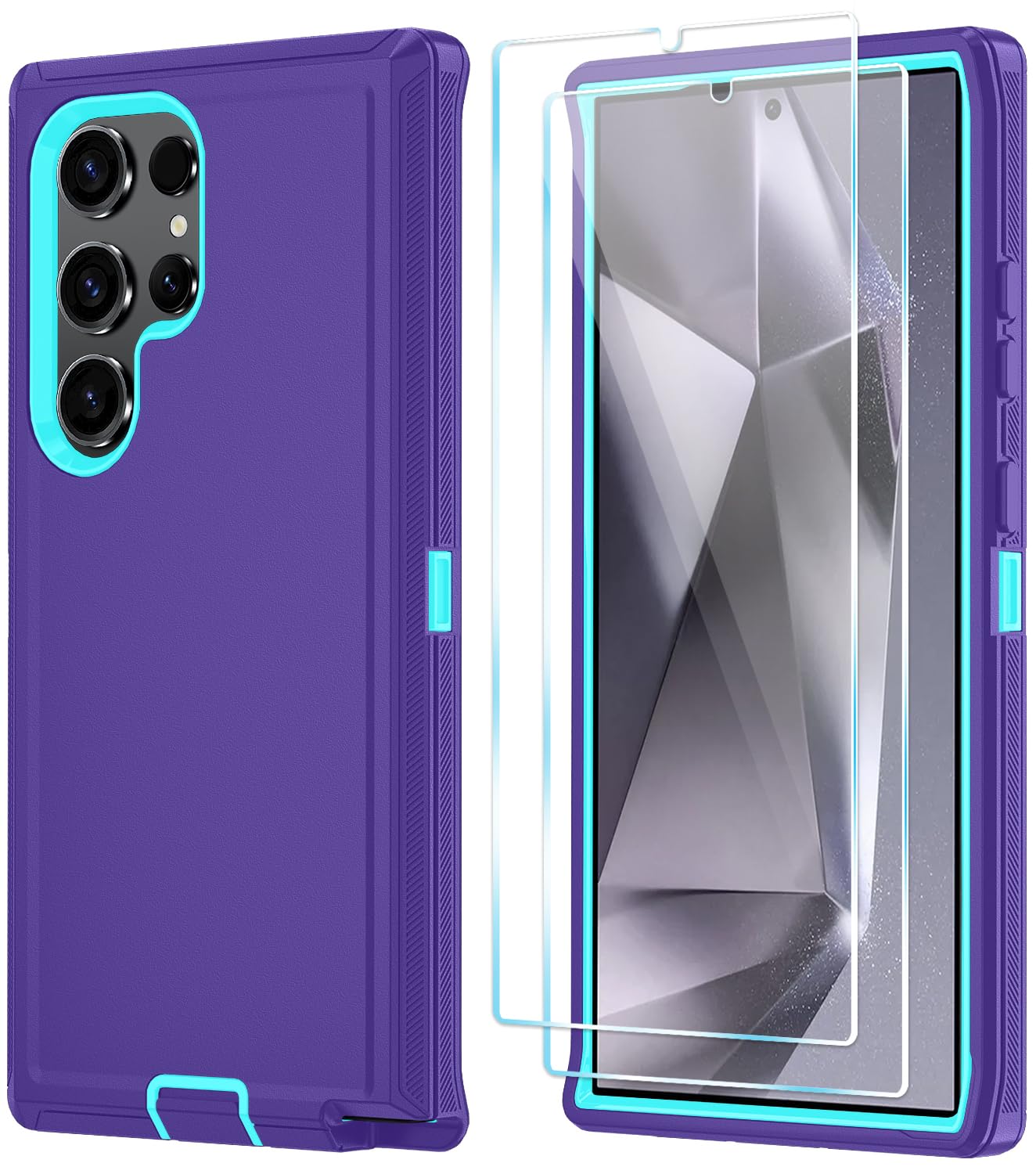 ONOLAfor Samsung Galaxy S24 Ultra Case with HD Screen Protector [Not fit S24 / S24 Plus ], Samsung S24 Ultra Phone Case, [3 in 1] Heavy Duty Phone Case (PurpleSkyBlue, Galaxy S24 Ultra 6.8")