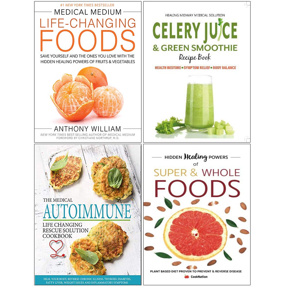 Medical Medium Life-Changing Foods [Hardcover], Celery Juice & Green Smoothie Recipe Book, Medical Autoimmune, Hidden Healing Powers 4 Books Collection Set Paperback – 1 Jan. 2019