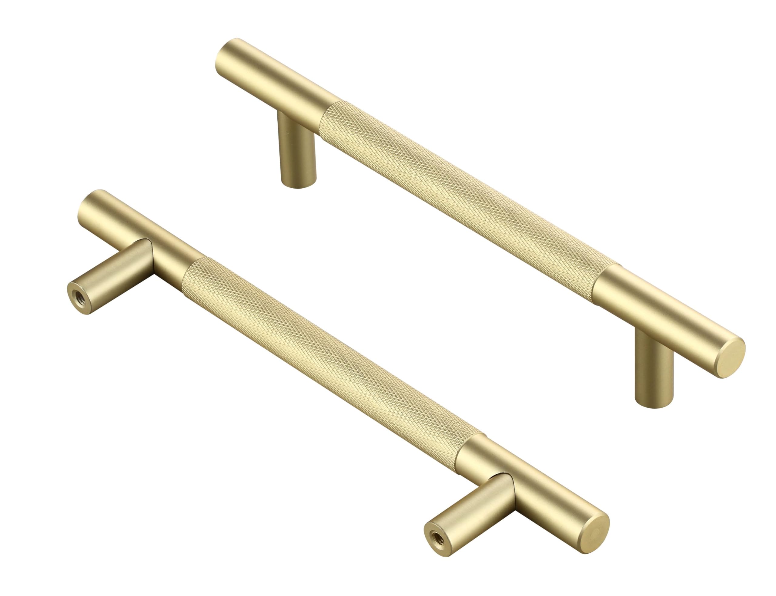 AITITAN 10 Pack Gold Cupboard Handles - 160mm Hole Spacing (210mm Length) Kitchen Cupboard Handles Gold Wardrobe Handles and Gold Drawer Handles for Cupboards Drawers