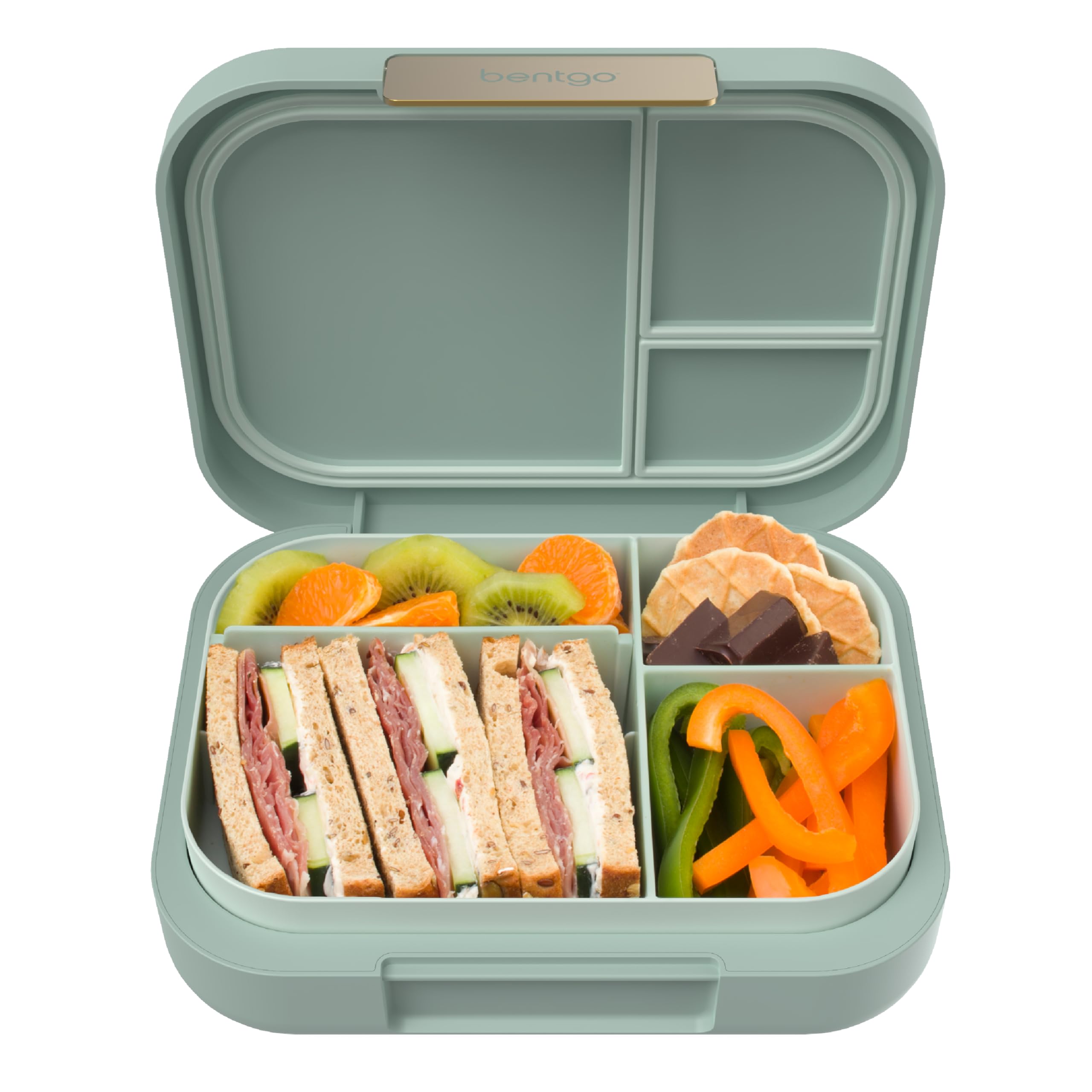 BentgoModern - Leak-Proof, Versatile 4-Compartment Bento-Style Lunch Box, Ergonomic Design with Matte Finish, Ideal for On-the-Go Balanced Eating for Adults and Teens - BPA-Free (Mint Green)