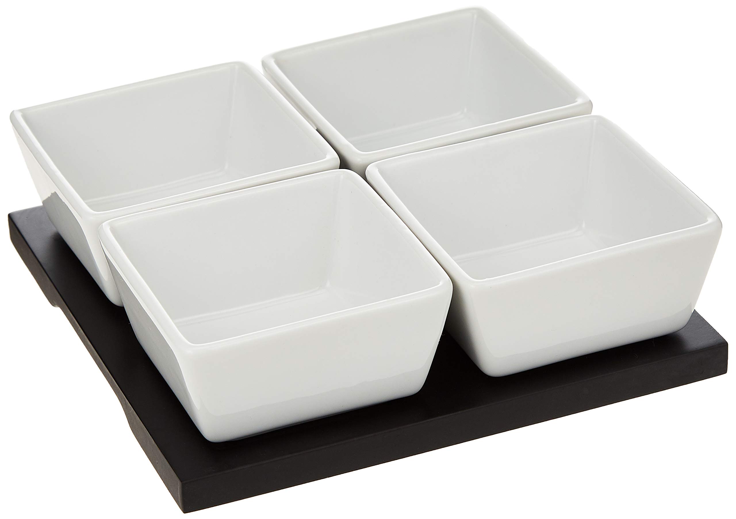 Harmony Snack Bowl with Tray Set of 5, White, W 20.4 x H 20.2 x D 6.8 cm, MDF