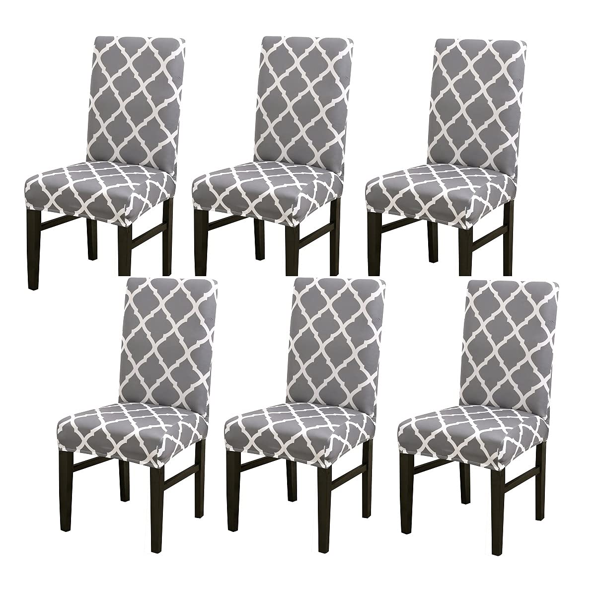 Padcod Dining Chair Cover Seat Protector (A-Grey) Set of 6