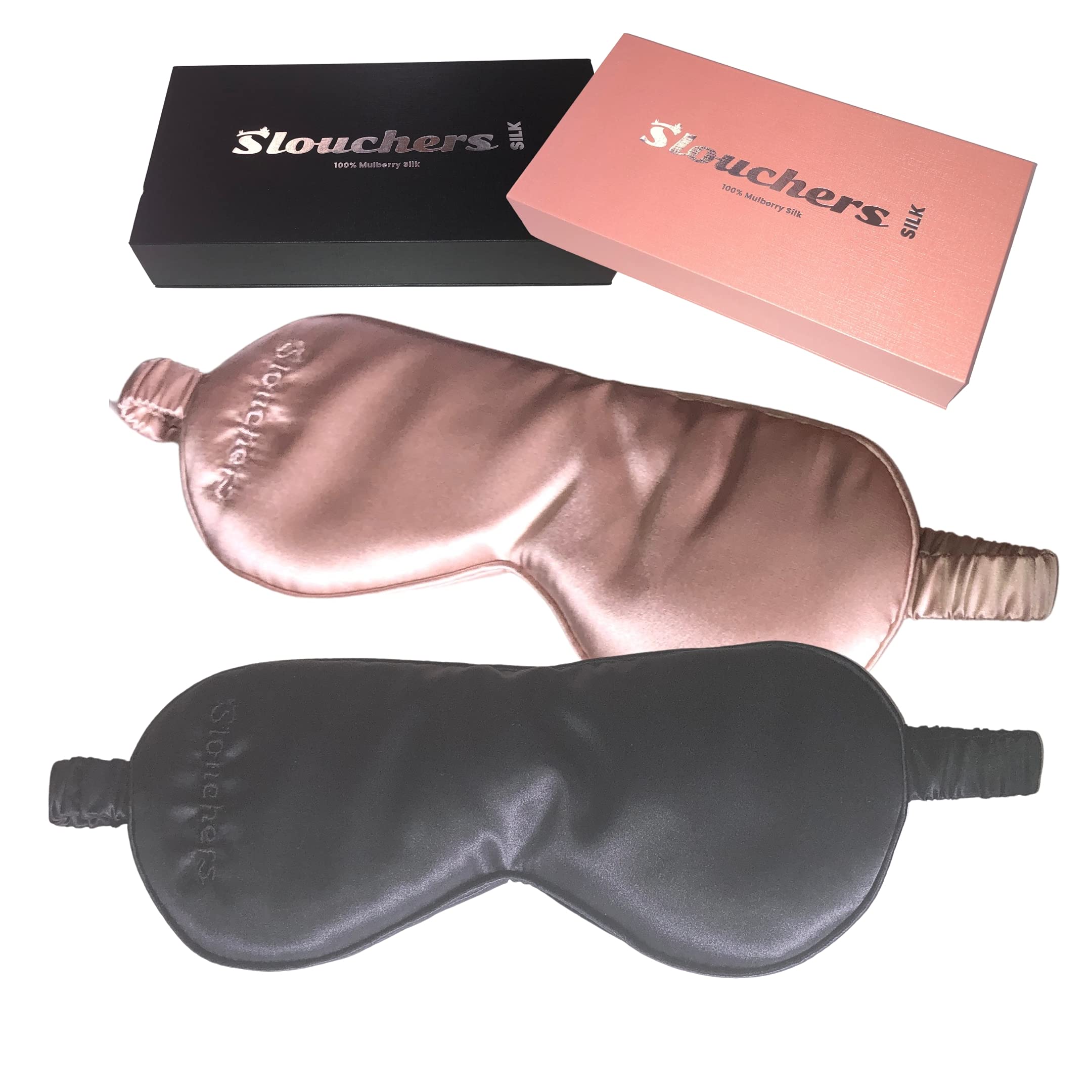 100% 22 Momme Pure Mulberry Silk Sleep Mask, Dreamy Soft & Comfy Eye Bed Mask (Rose Gold)