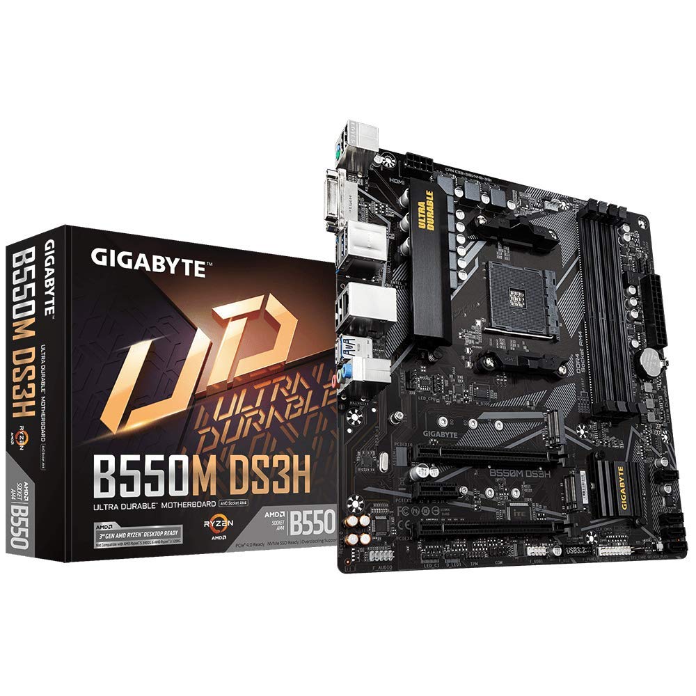 GIGABYTE B550M DS3H (AM4 AMD/B550/Micro ATX/Dual M.2/SATA 6Gb/s/USB 3.2 Gen 1/PCIe 4.0/HMDI/DVI/DDR4/Motherboard)