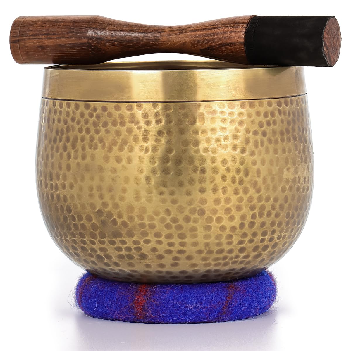 Tibetan Singing Bowls Set-Hand-hammered in Nepal Sound Bowl for Meditation, Yoga, Chakra, Meditation Accessories, Unique Gifts for Women, Men (Blue, 5 inch)