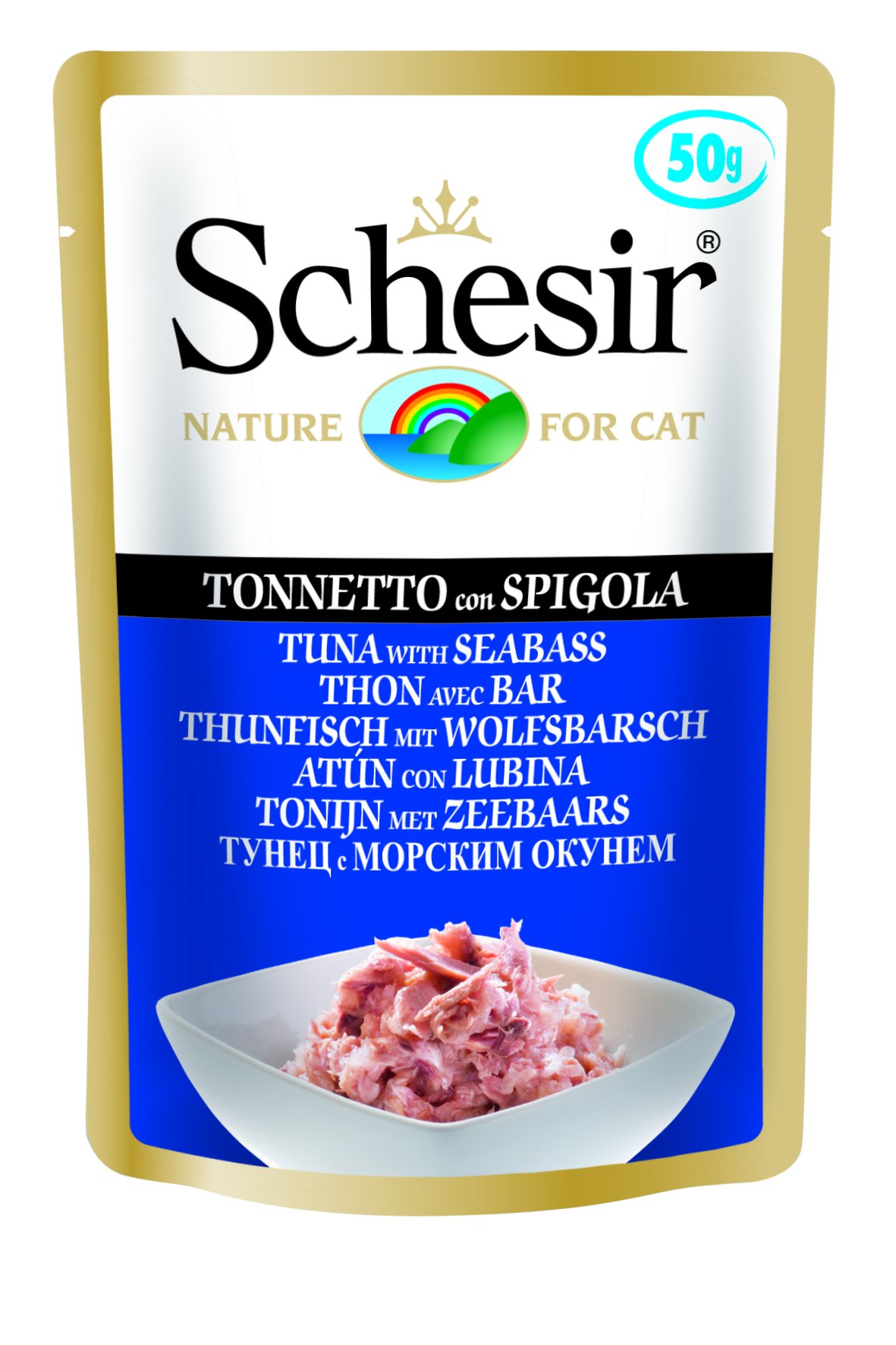 Schesir Cat Pouch-Wet Food Tuna with Seabass 50g