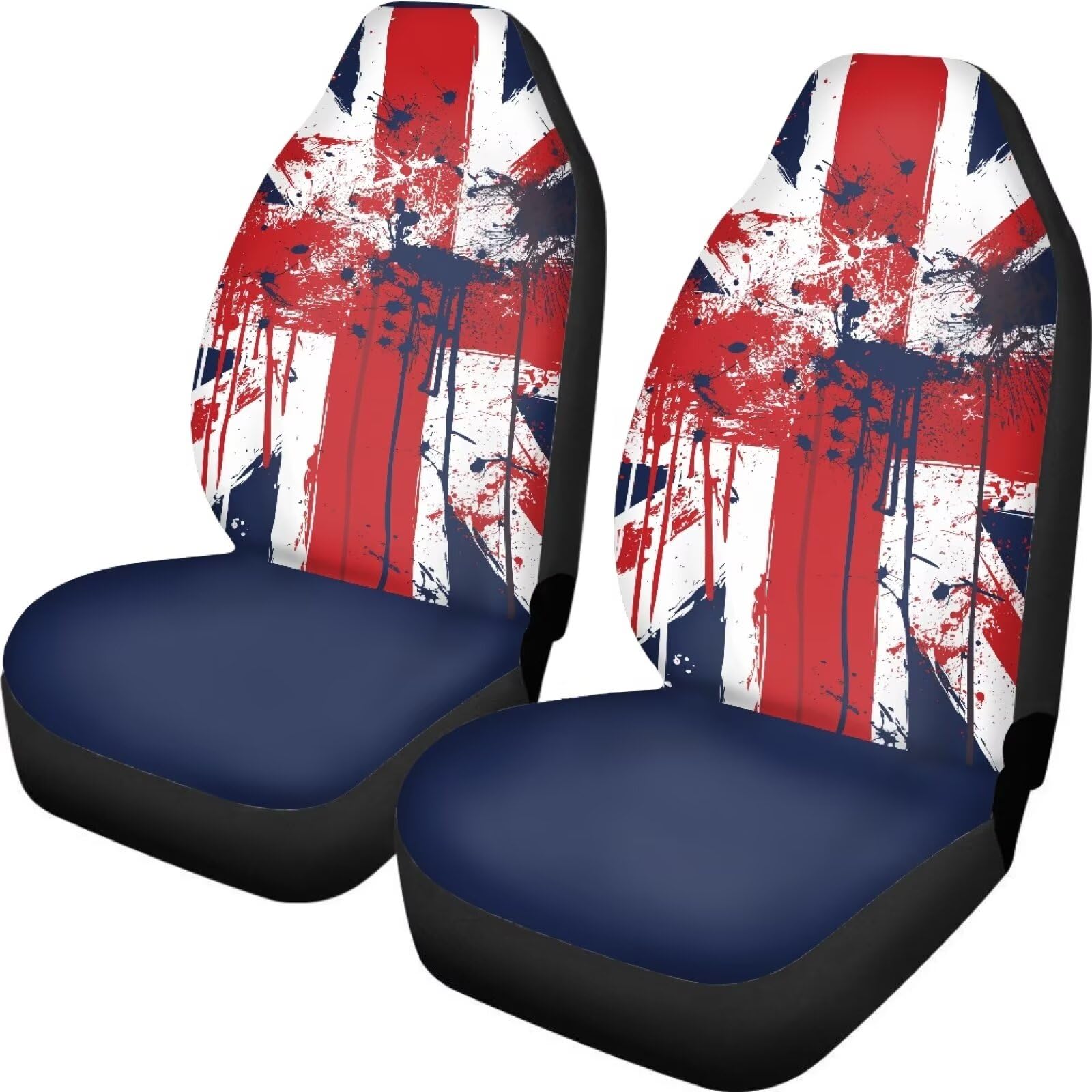 UK Flag 2 Pcs Car Seat Covers, Splash Painting Union Jack Flag Full Set Front Bucket Seat Covers for Cars, British Flags Full Set Seat Protectors for SUV Truck