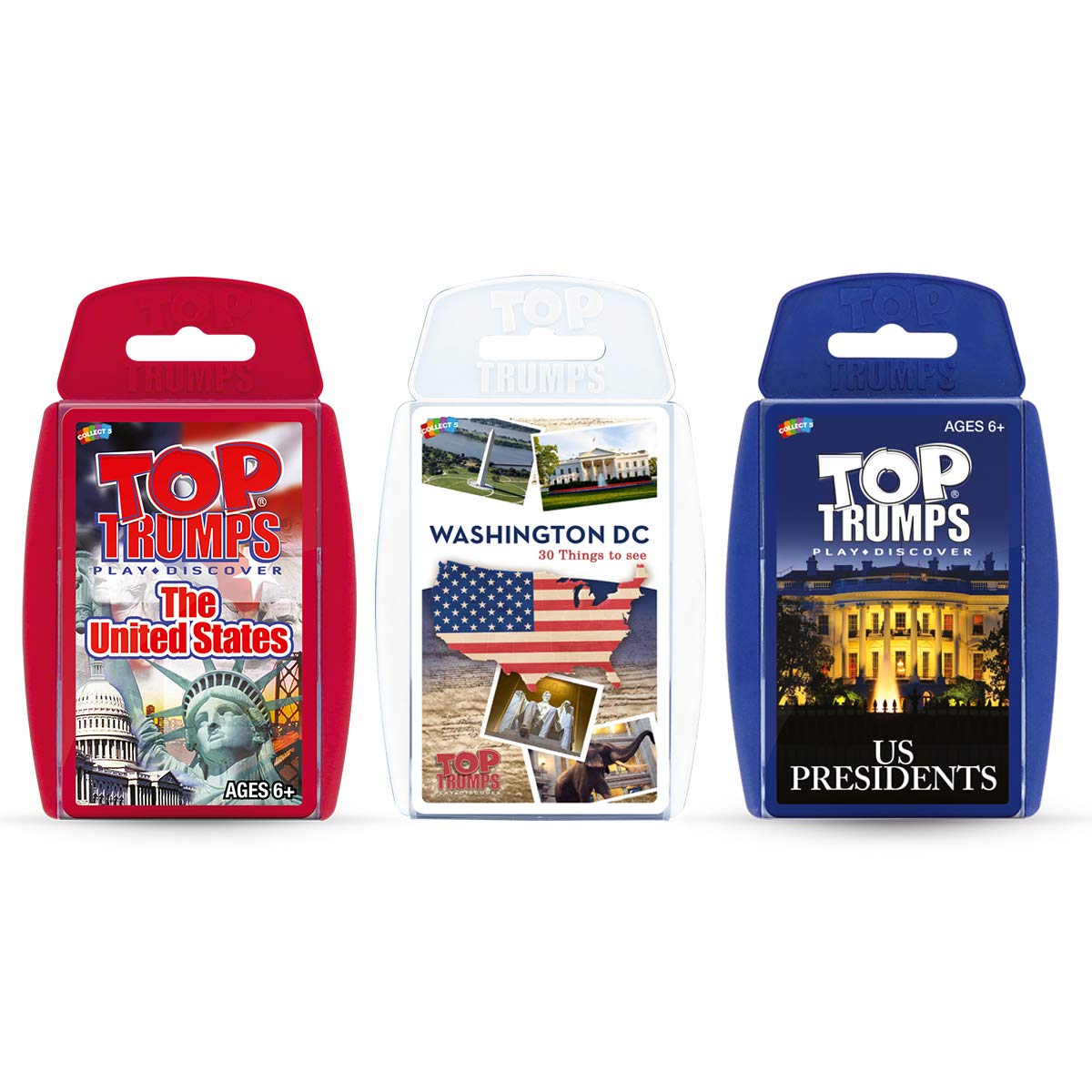 Top TrumpsRed, White and Blue Bundle Card Game, Play with US Presidents, United States and Washington DC, educational travel game, gift and toy for boys and girls aged 6 plus