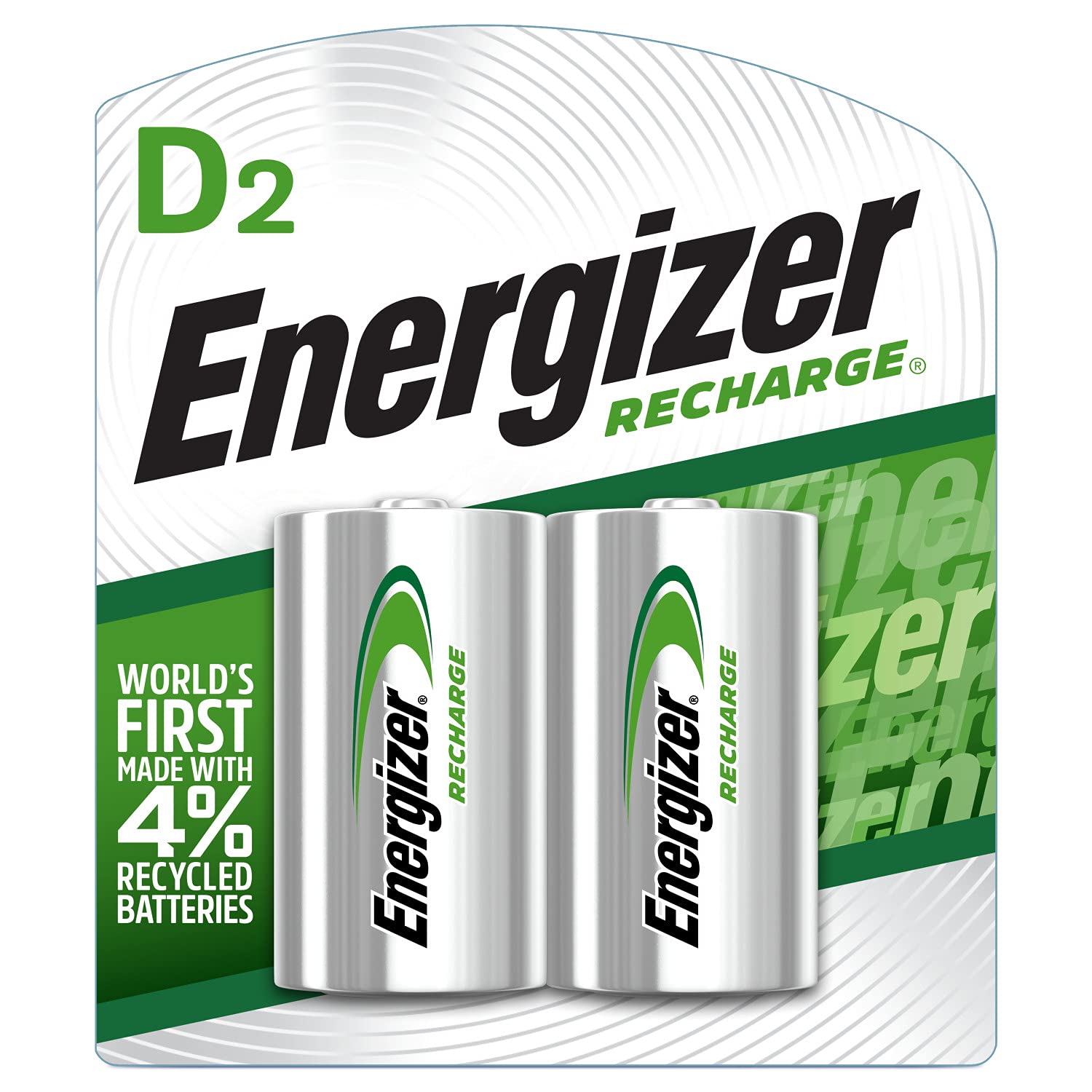 EnergizerRechargeable D Batteries (Nimh, 2500 Mah)- 2 Count, Silver, Nh50Bp-2