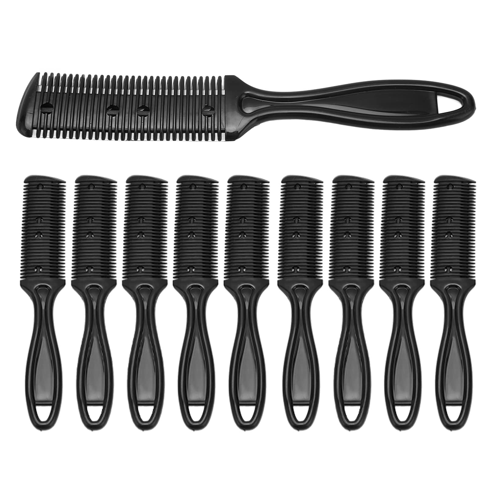 10Pcs Razor Comb, Dual Side Hair Cutter Comb, Double Edge Razor Cutting Comb with Blades, Trimming Styling Cutting Scissors for Thin and Thick Hair