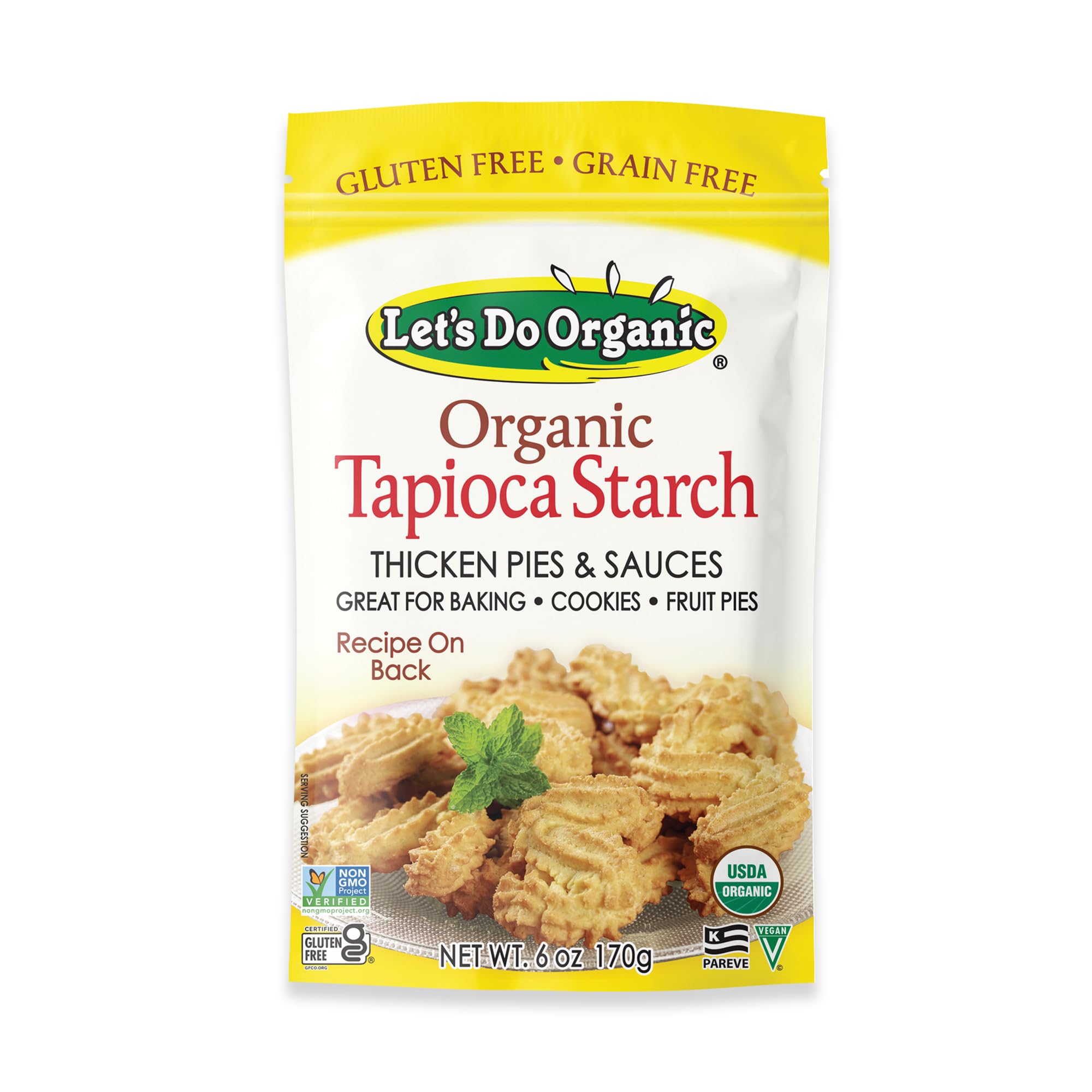 Let's Do Organic Tapioca Starch – Cornstarch Replacement, Thickening Agent, Cassava, Yucca, Non-GMO Project Verified, USDA Organic – 6 Oz (Pack of 6)