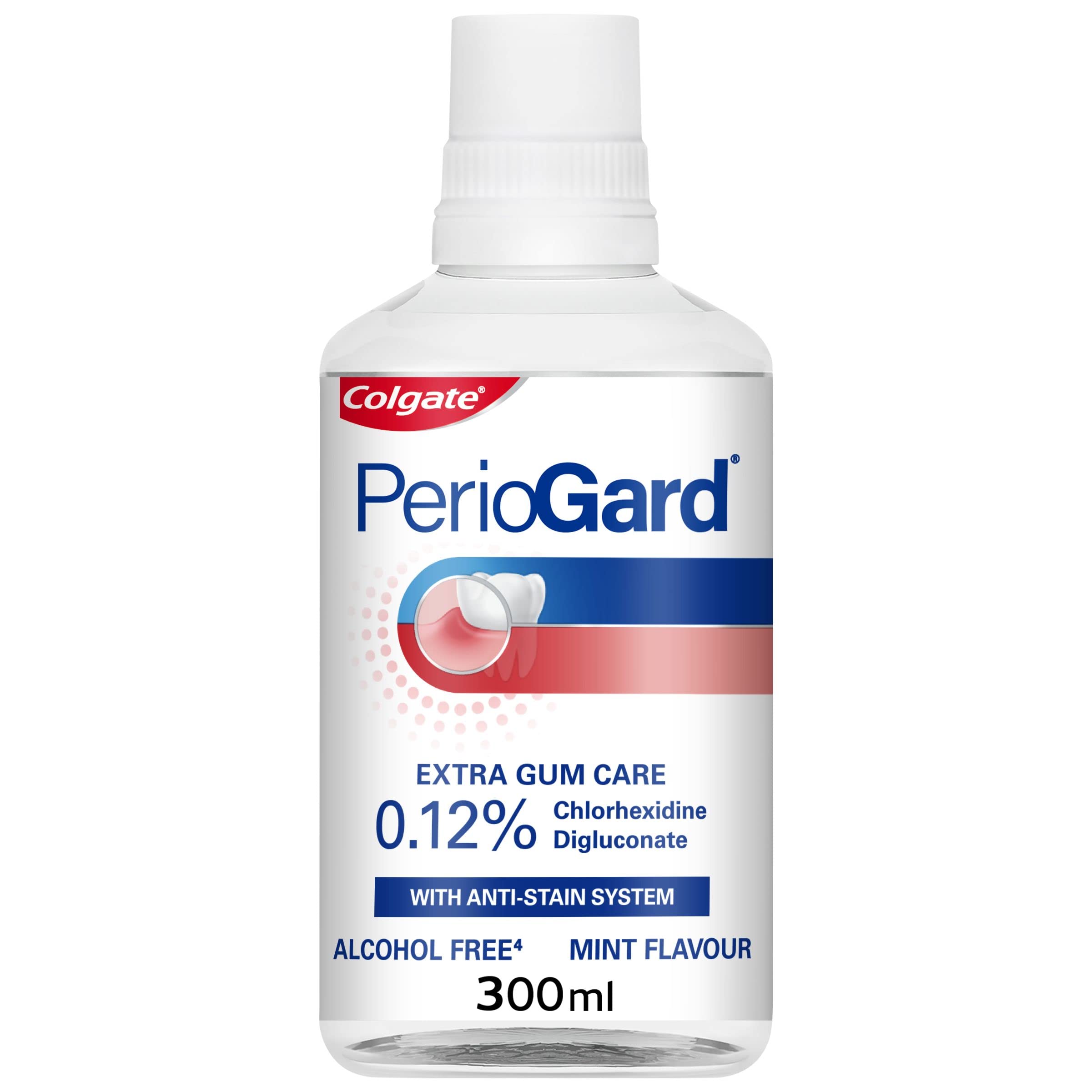 COLGATE PerioGard Chlorhexidine 0.12% Mouthwash 300ml Gum Care mouthwash clinically Proven to Reduce Plaque Bacteria Antibacterial Action Anti-Stain System