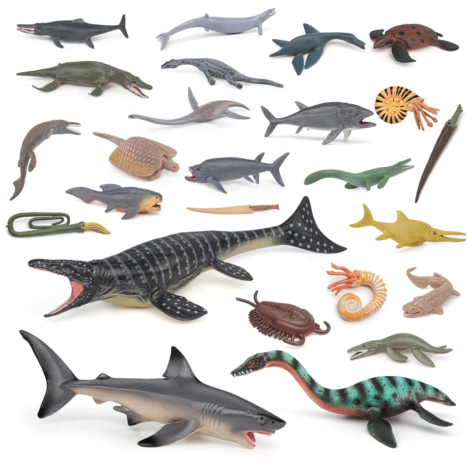 25PCS Prehistoric Sea Creatures Toys for Kids Ancient Sea Animals Toy Set 4 Inch Marine Animal Figures Cake Topper Girls Boys Kids Toddlers