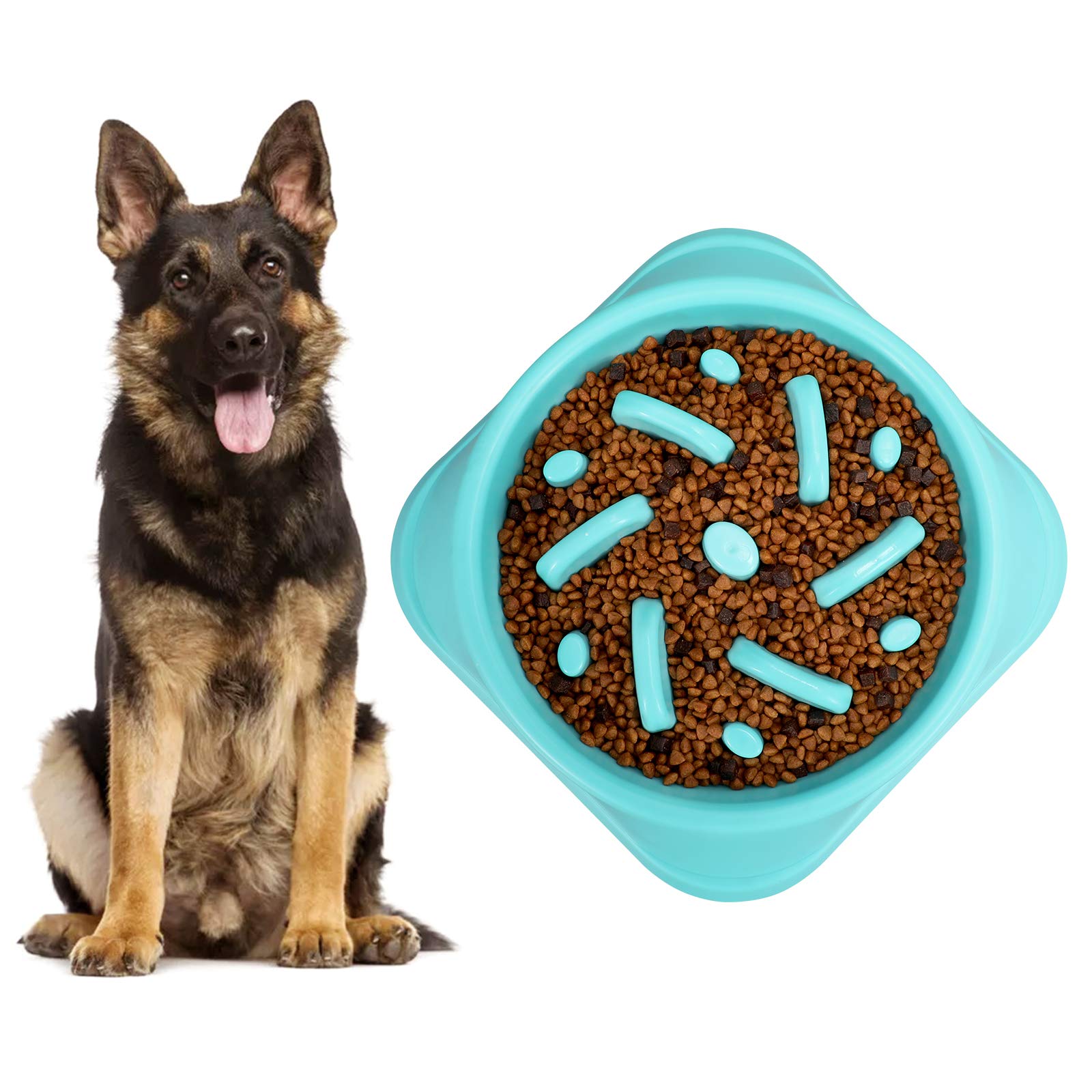 KASBAH Large Dog Bowl, Puzzle Slow Feeder Dog Bowl for Large Dog Interactive Bloat Stop Anti Choking Dog Food Bowl