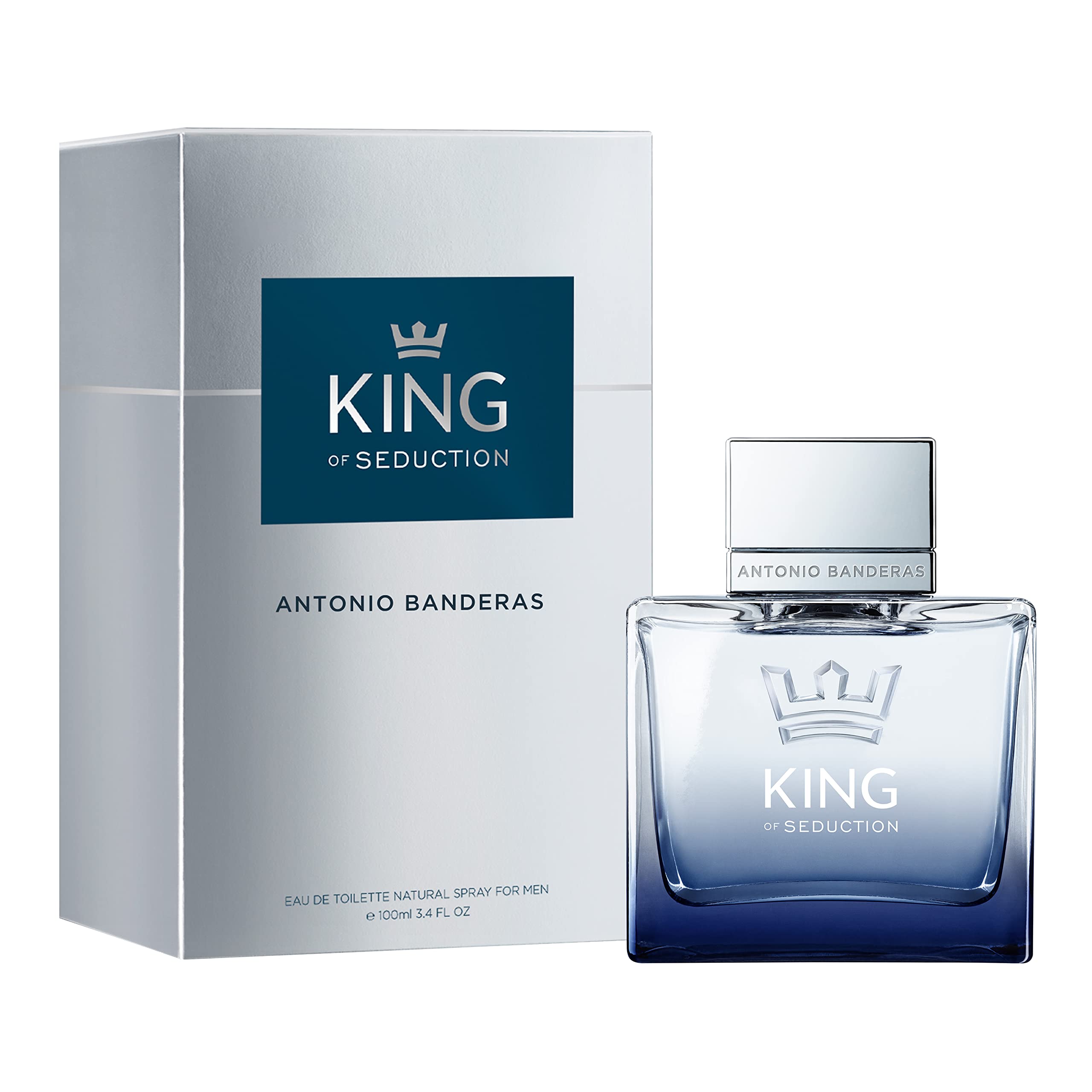 Banderas Antonio Perfumes - King of Seduction - Eau de Toilette for Men - Long Lasting - Masculine, Intense and Energetic Fragrance - Bergamot and Apple Notes - Ideal for Day Wear - 3.4 Fl Oz