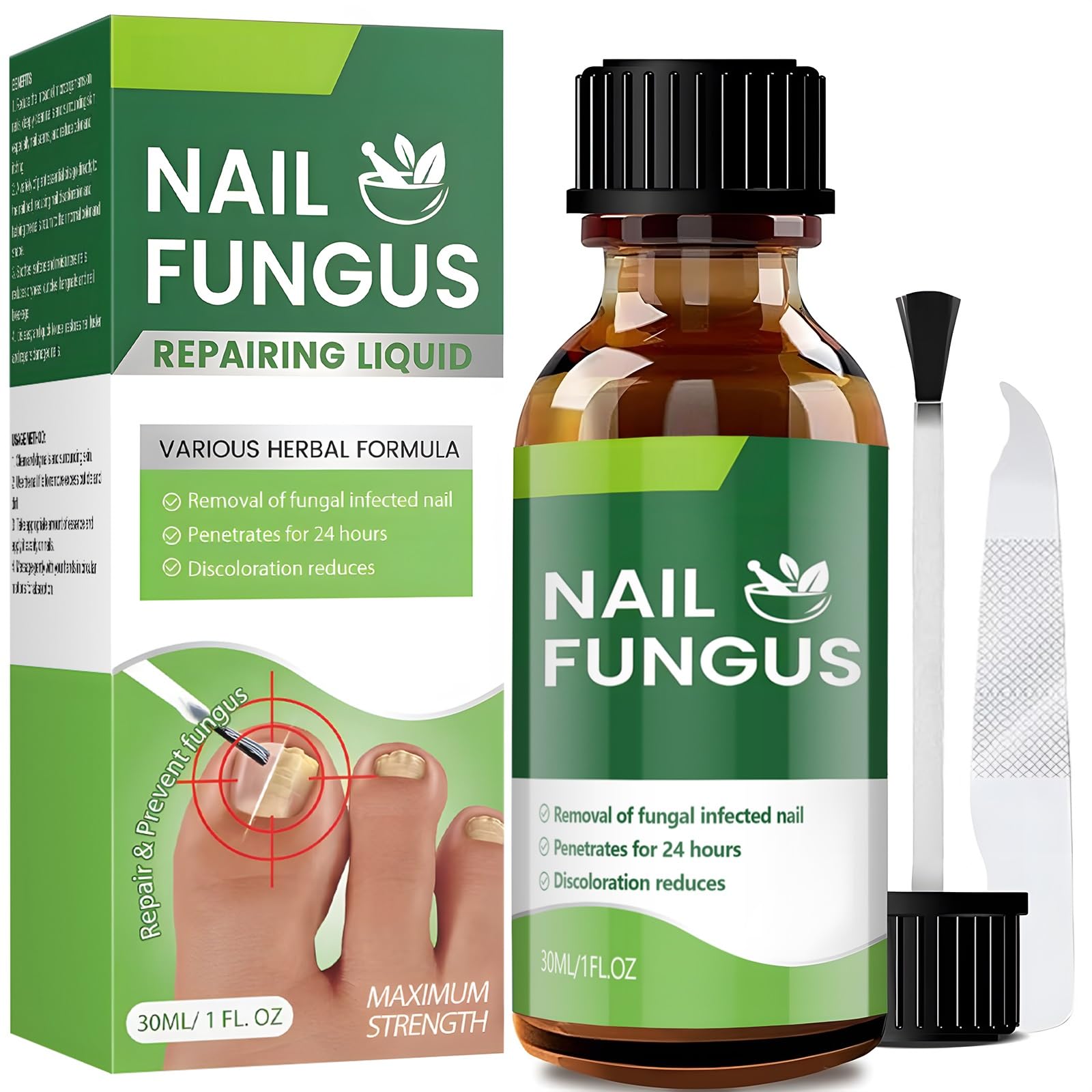 CalpolToenail Fungus Treatment Extra Strength,Toenail Fungus Treatment,Nail Fungus Treatment Extra Strength for Athletes Foot, Thick, Broken, Discolored & Damaged Nail-30Ml, Green