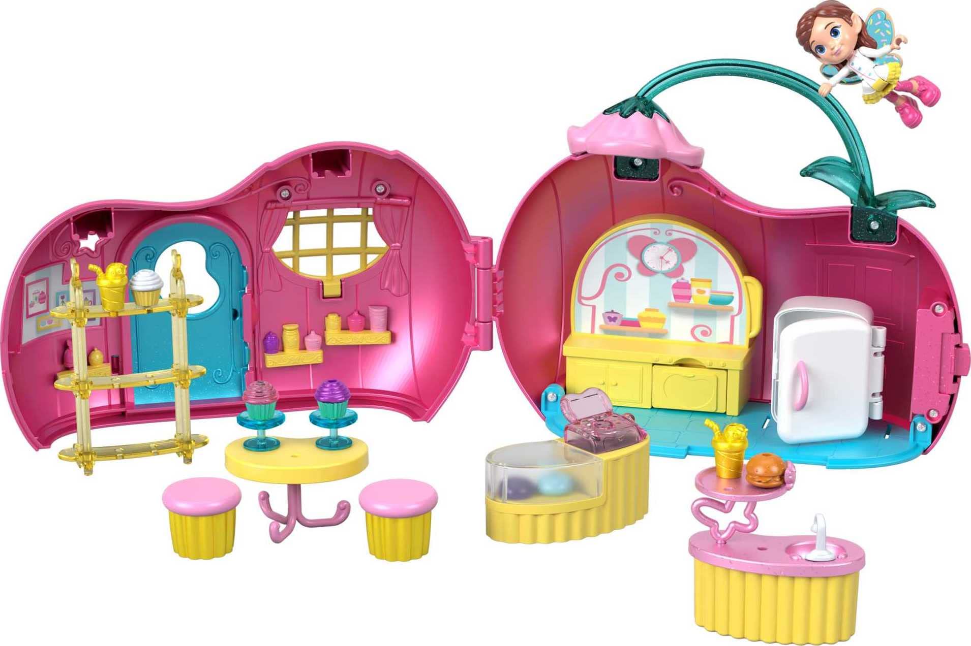 Fisher-Price Nickelodeon Butterbean's Cafe On-The-Go Cafe Playset, with 3-inch Figure and 20 Cafe Accessories, Perfect for Travel, Makes a Great Gift for 3 to 5-Year-olds [Amazon Exclusive]