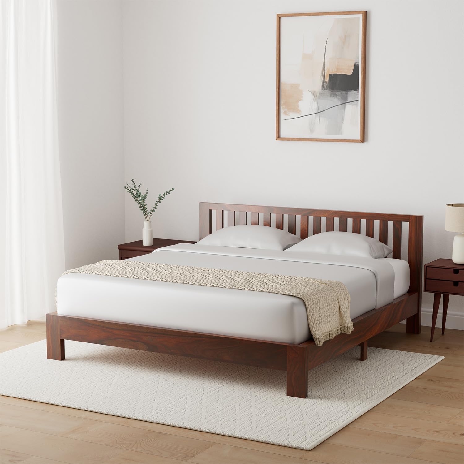 Amazon Brand - Solimo Petra Solid Sheesham Wood King Bed (Teak Finish)