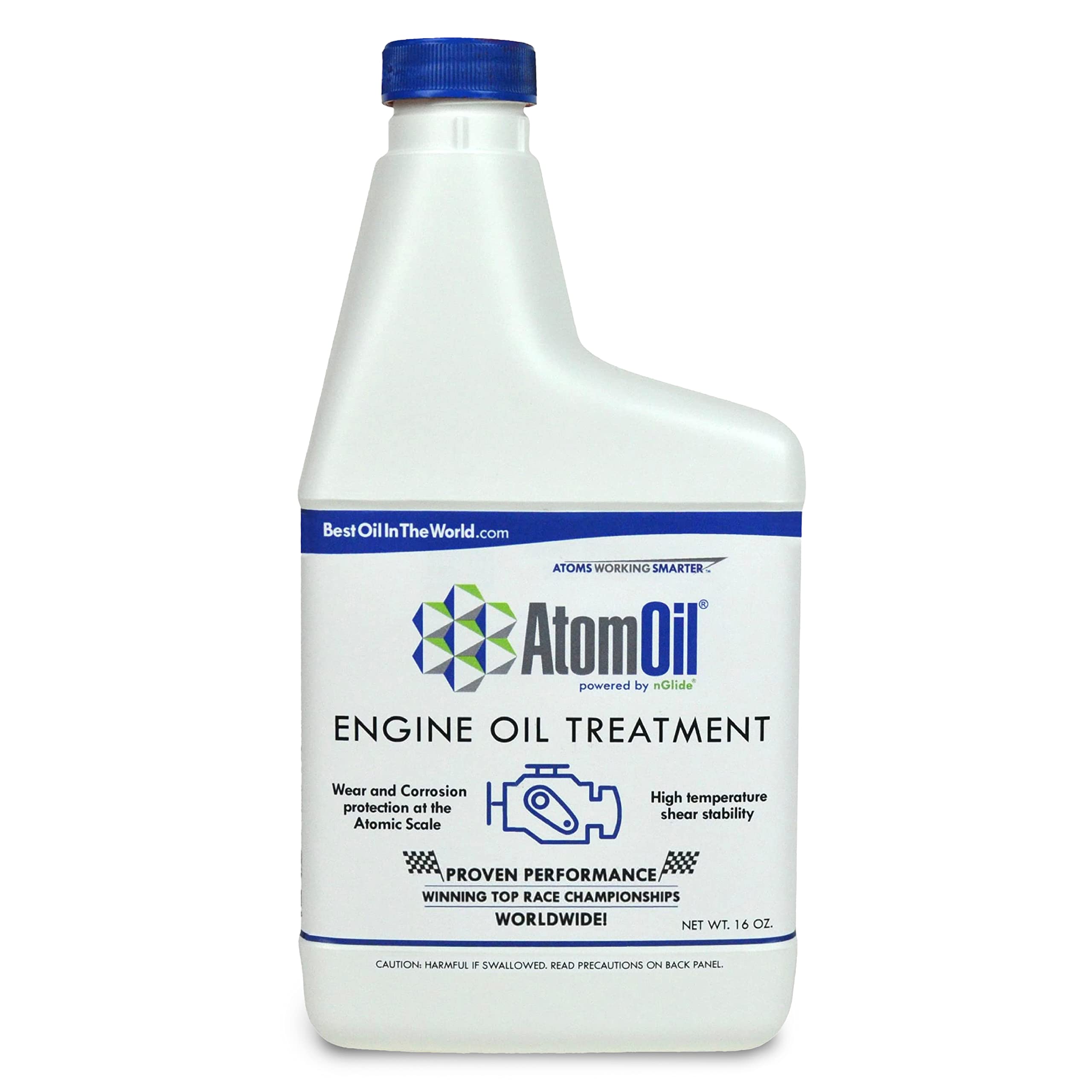 AtomOil Oil Additive for Car Engine and Protection | Nano Technology Motor High Mileage Treatment | Atomic Scale Protective Oil Treatment, 16 Oz. Bottle