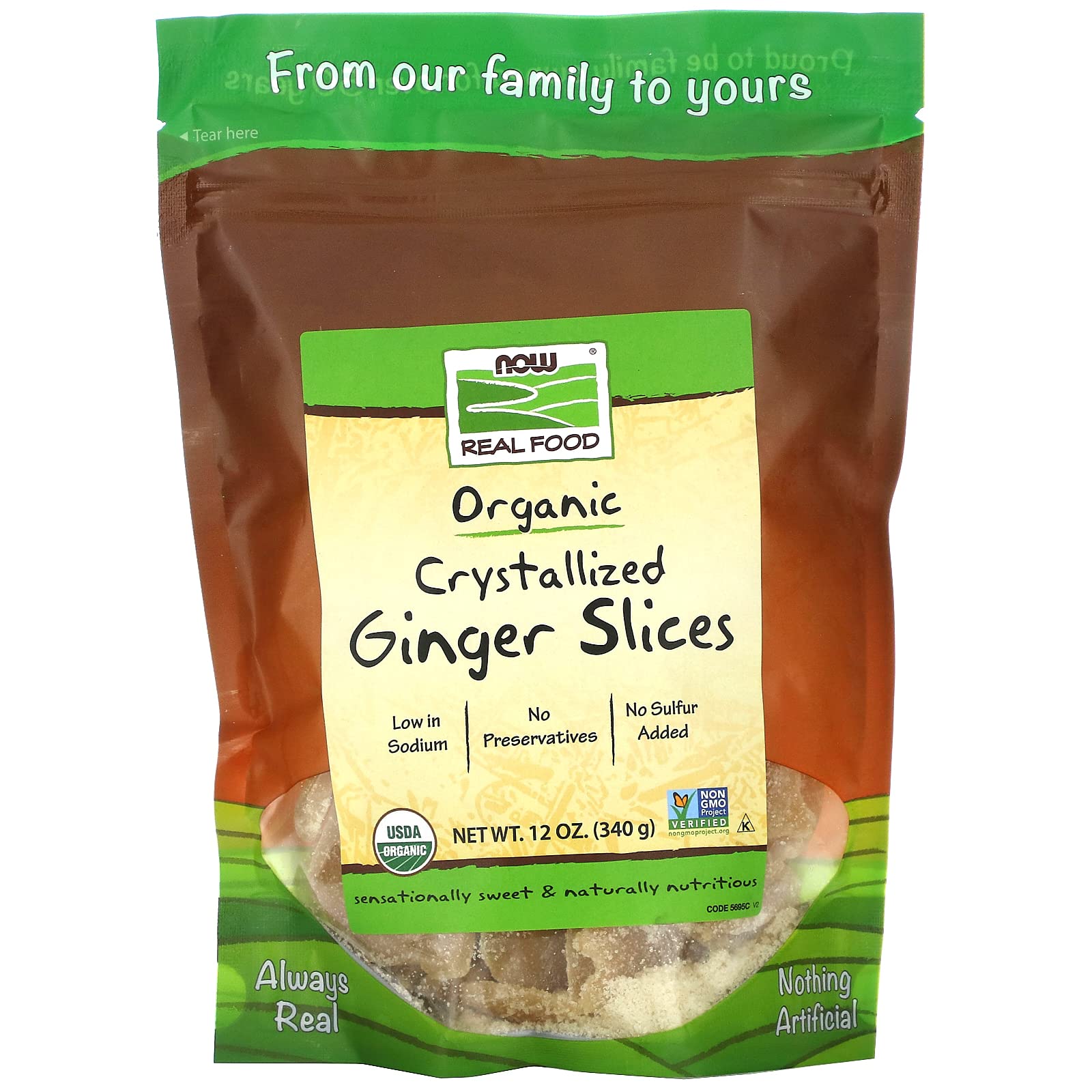 NOW FoodsOrganic Crystallized Ginger Slices, Low-Sodium, Sulfur-Free, Preservative-Free and Non-GMO, 16-Ounce (Packaging May Vary)