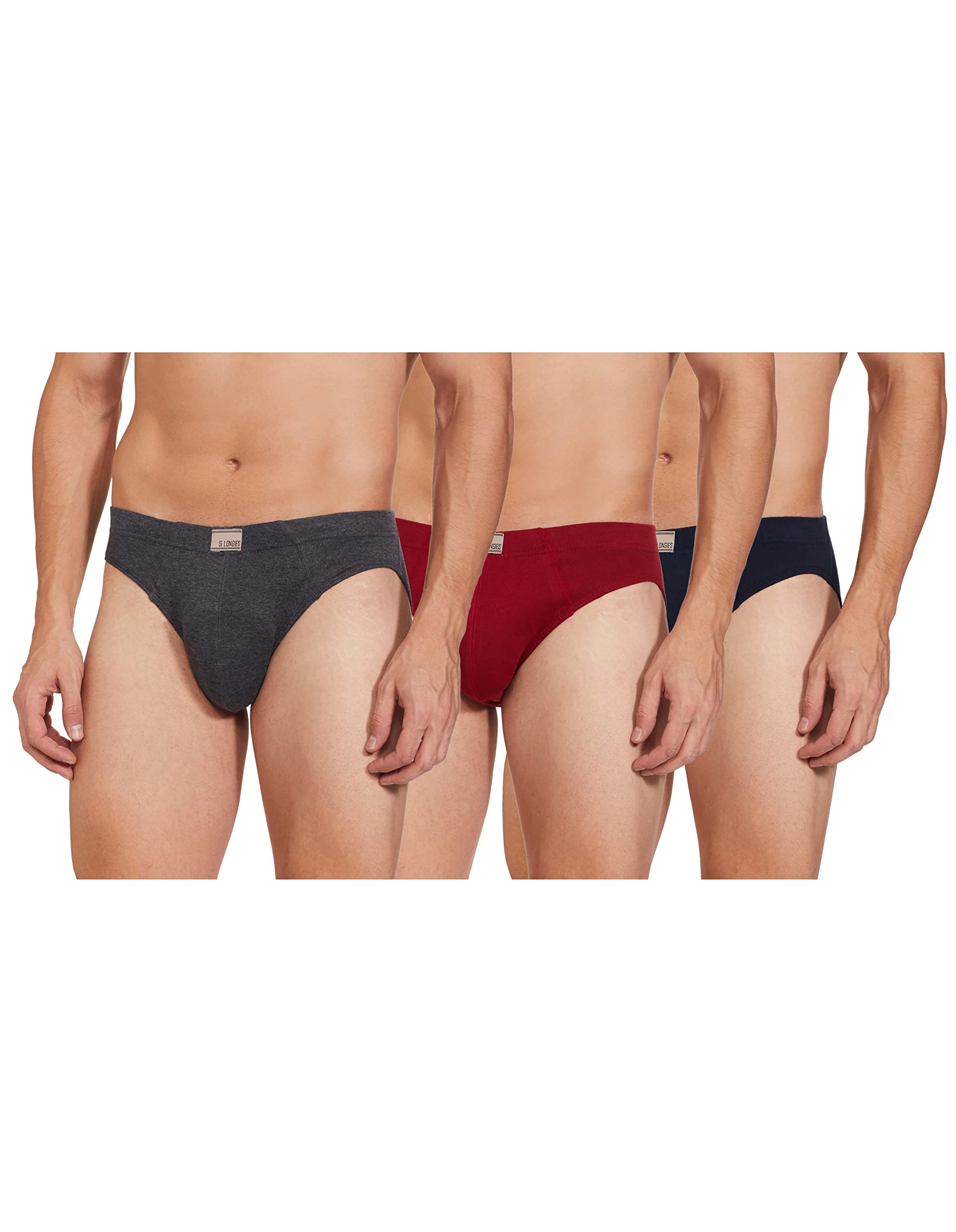 Longies Men's Plain Underwear Brief (Pack of 3)