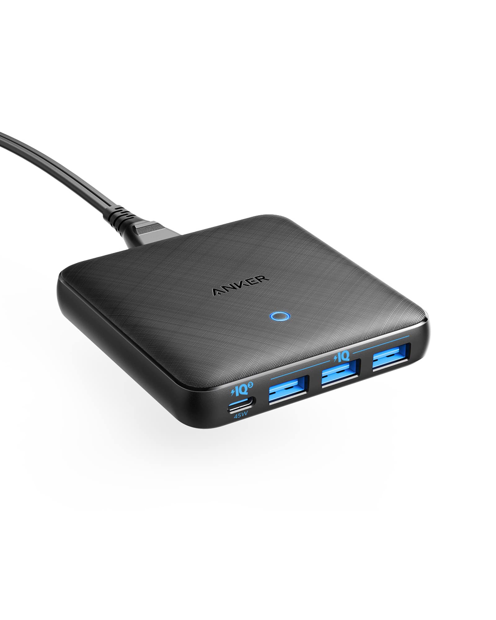 Anker USB C Charger, 65W 4 Port PIQ 3.0&GaN Fast Charger Adapter, PowerPort Atom III Slim Wall Charger with a 45W Power Delivery Port, for USB C Laptops, iPad Pro, iPhone, Galaxy, and More- Black