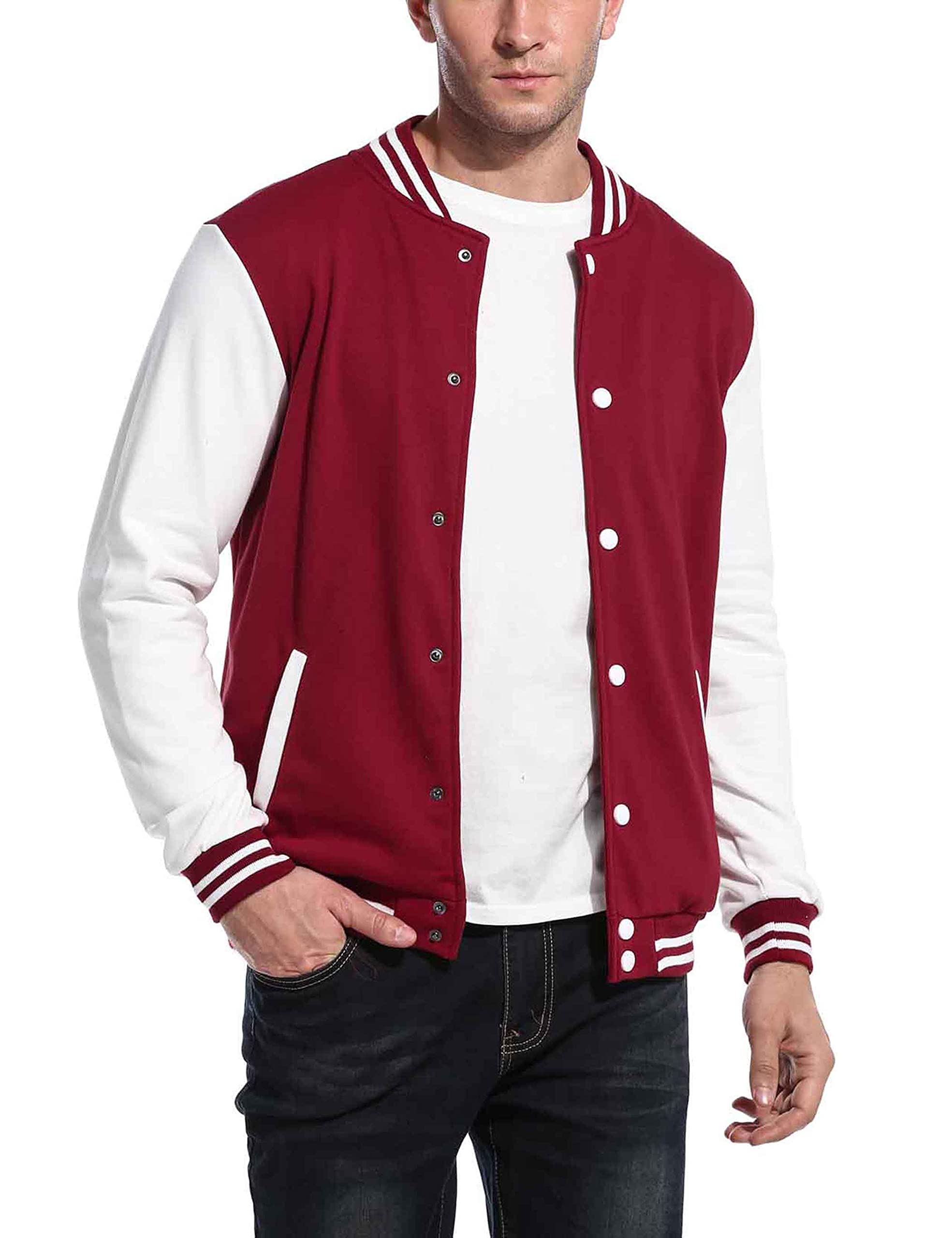 COOFANDY Men's Fashion Varsity Jacket Causal Slim Fit Cotton Letterman Baseball Bomber Jackets