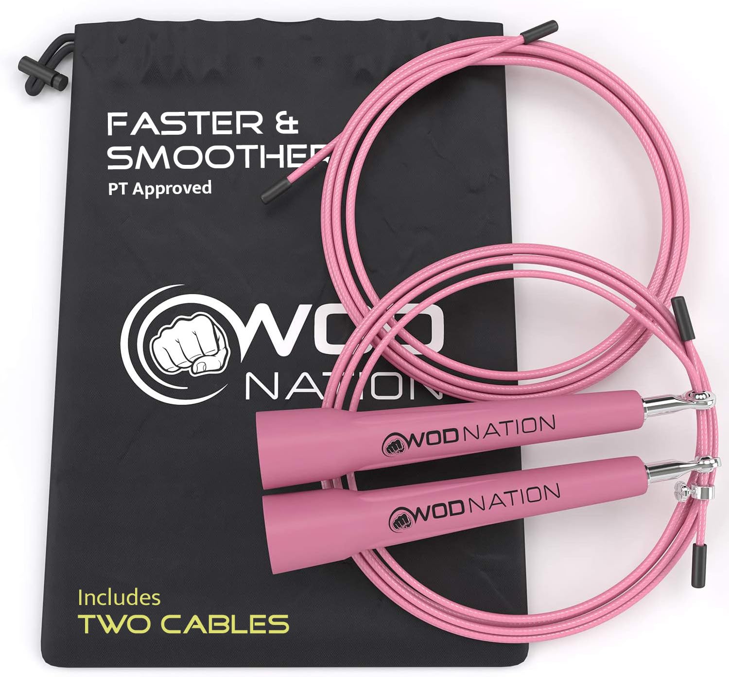 Skipping Ropes for Adults - Great as Cross-fit Skipping Rope, for Boxing or as Adult Fitness Jump Rope - For Home Gym Equipment & Accessories - Adjustable for Men, Women & Kids by WODNation