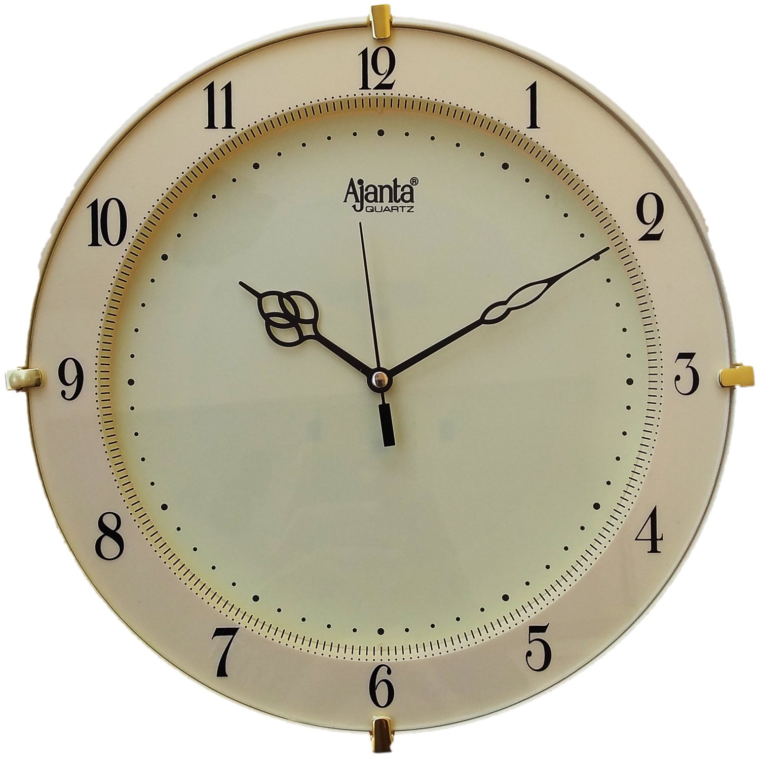 Ajanta Quartz Round Plastic Wall Clock (,) 28 cm x 3.5 cm x 28 cm Ivory